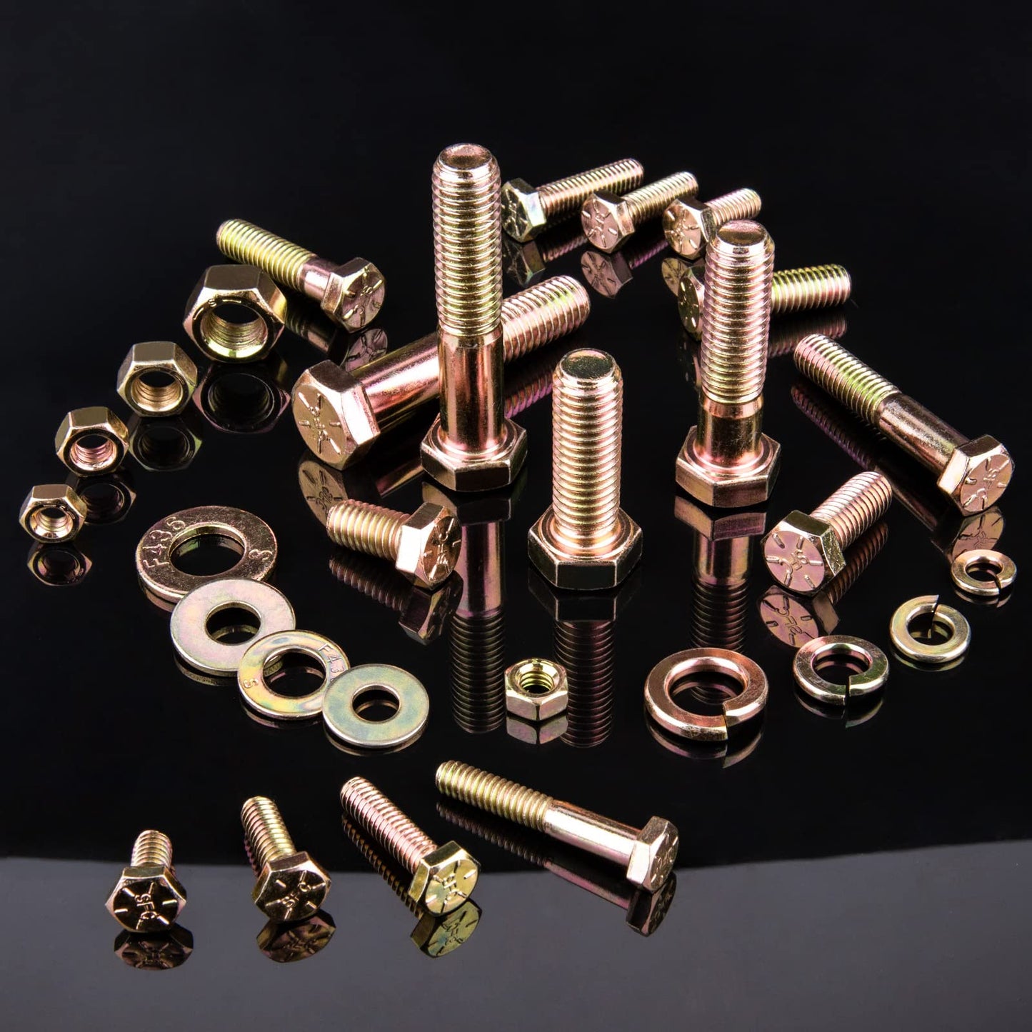 FOLIV 608pcs Grade 8 Bolts and Nuts Assortment Kit, 1/4-20, 5/16-18, 3/8-16, 1/2-13 Heavy Duty Hex SAE Bolts Nuts Washers Assortment Kit