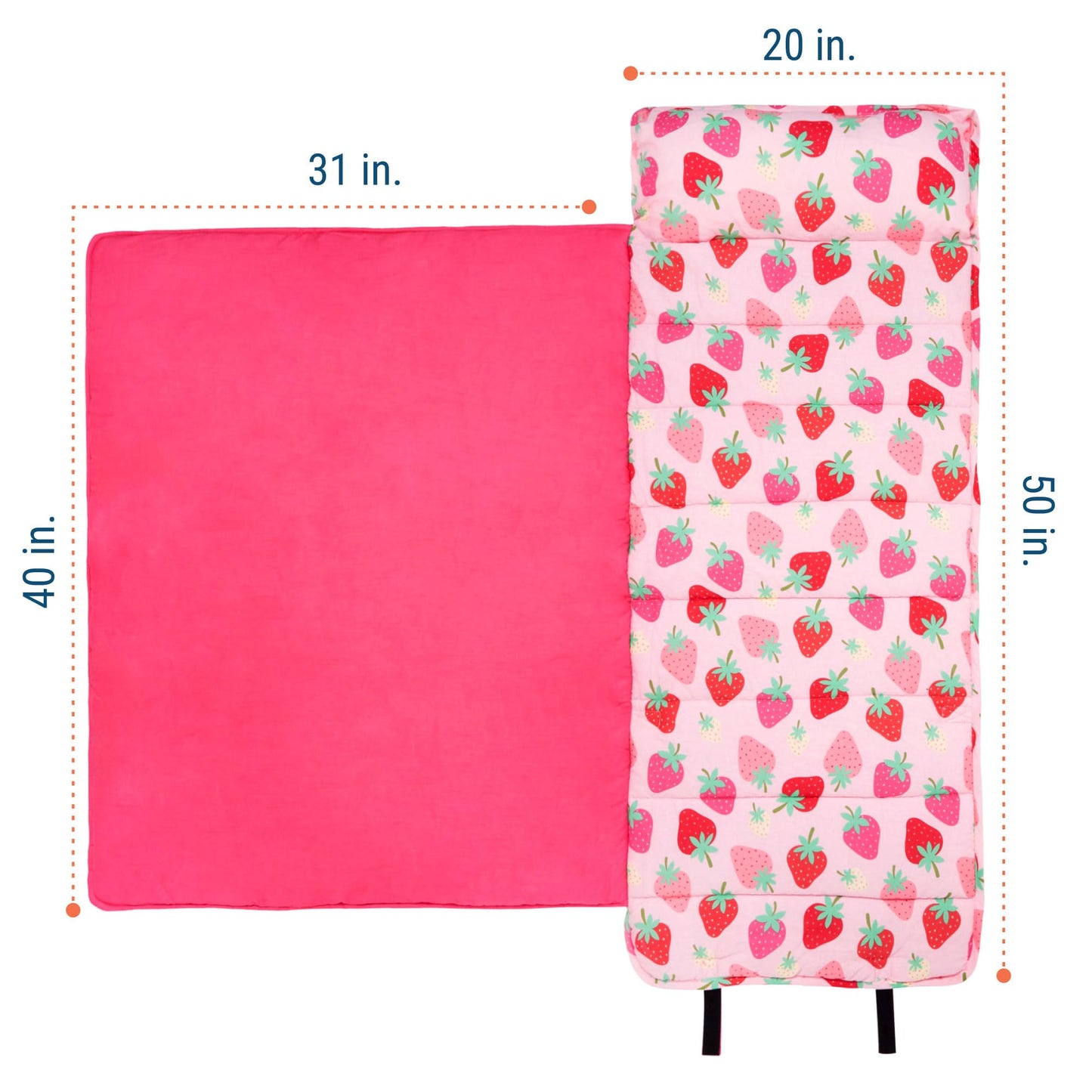 Wildkin Kids Nap Mat with Pillow for Girls – Soft & Cozy Toddler Sleep Mat for Daycare, Preschool, Kindergarten & Travel, Ages 3–7, Machine Washable – Strawberry Patch
