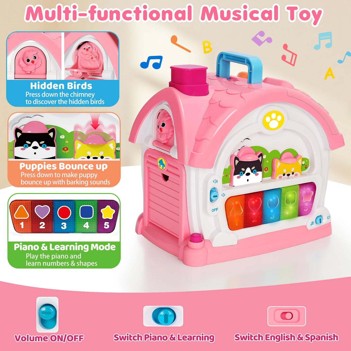 Montessori Toys for 1 Year Old Girls Gifts, Interactive Baby Musical Toy, 10-in-1 Musical Learning House 12-18 Months, First 1st Birthday Girl Gifts, for Toddler Age 1,2,3 Year Old Girl