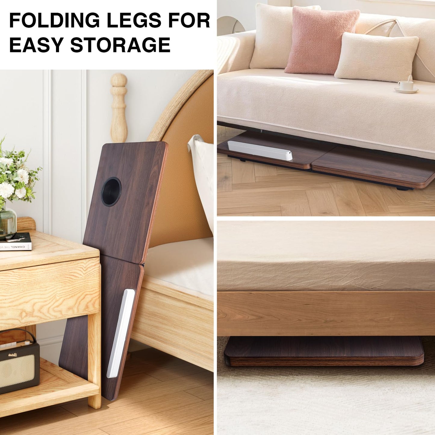 28.6" Foldable & Adjustable Laptop Bed Tray Table - Extra Large Portable Lap Desk with Phone Holder & Cup Holder, Lightweight & Sturdy for Working, Eating, Reading, Writing in Bed, Couch, Floor