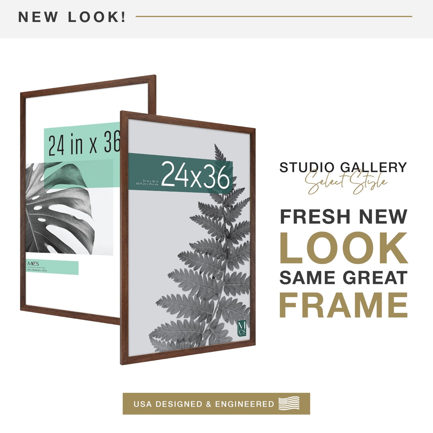 MCS Studio Gallery 24x36 Poster Frame Walnut Woodgrain Engineered Wood, Vertical & Horizontal Wall Hanging Large Picture Frame for Photos, Posters & Art Prints (1-Pack)