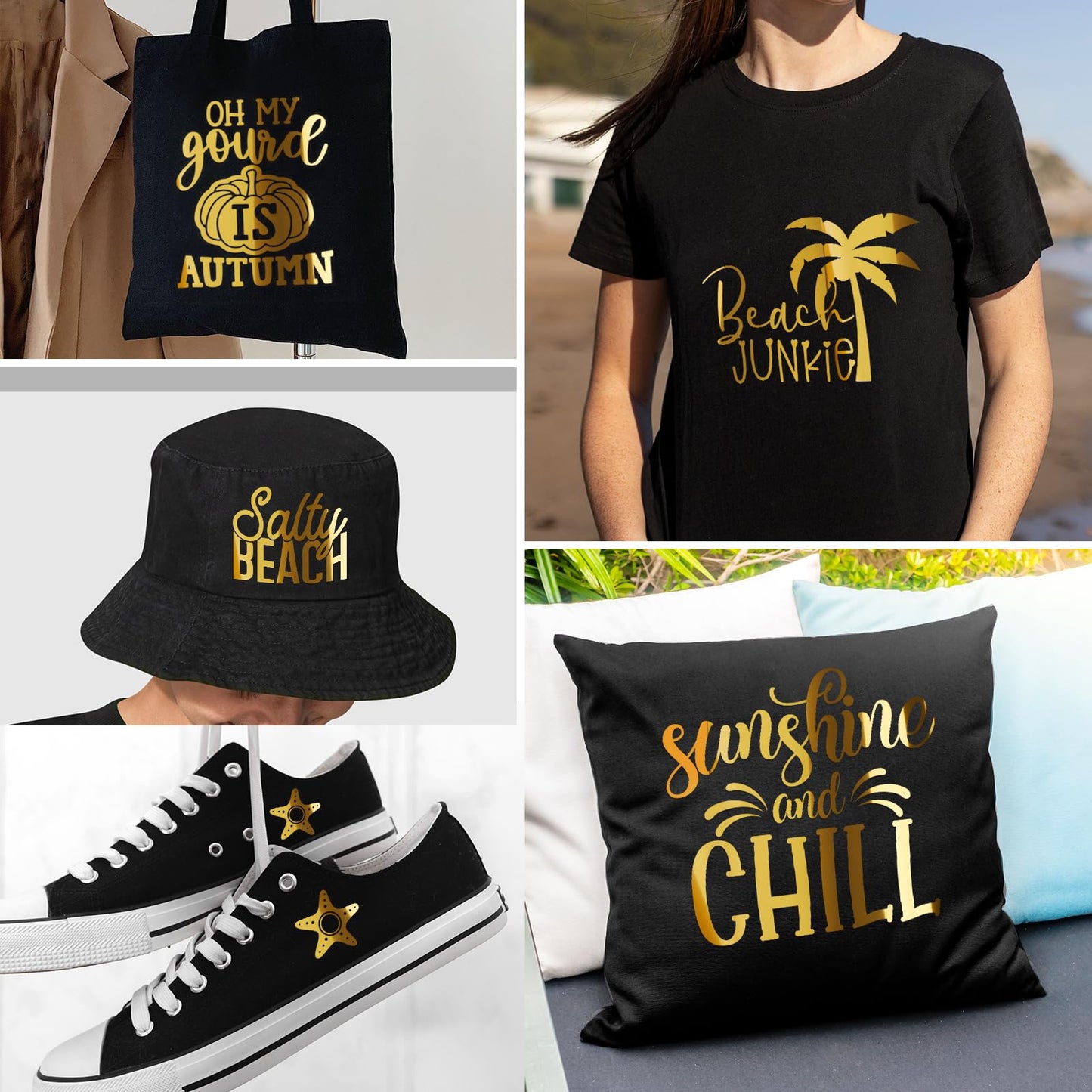Gatichetta Heat Transfer Vinyl Roll, Metallic Foil Gold Iron On Vinyl 12" X 25ft Chrome HTV Vinyl for Garments