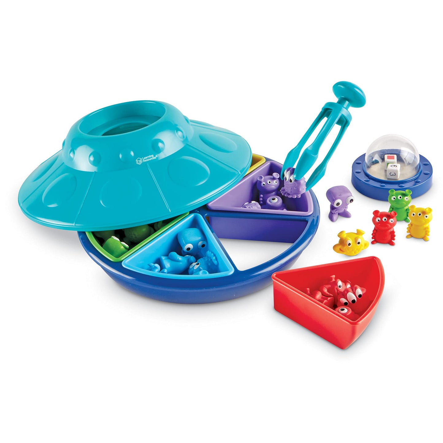 Learning Resources Oodles of Aliens Sorting Saucer, Fine Motor Skills, Counting and Sorting Toys, Preschool Games, Educational Toys, 48 Pieces, Ages 4+