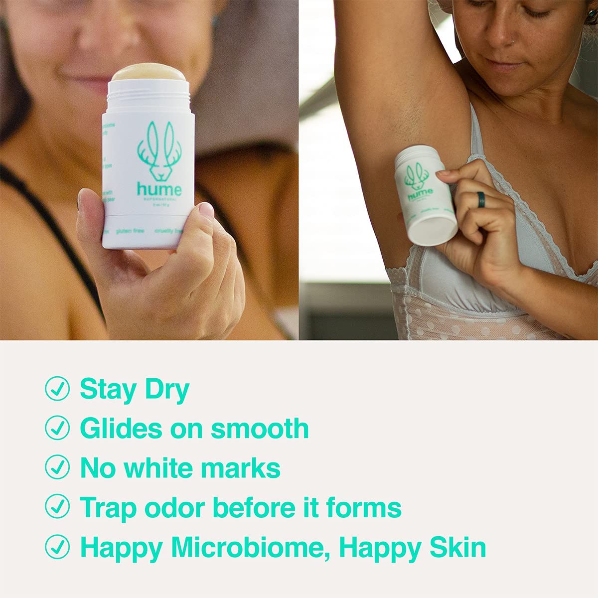 Hume Supernatural Roll On Aluminum Free Deodorant for Women & Men - Safe for Sensitive Skin - Probiotic and Plant-Based - Long-Lasting Moisture Absorbing - Clean and Effective - Desert Bloom, 3-Pack