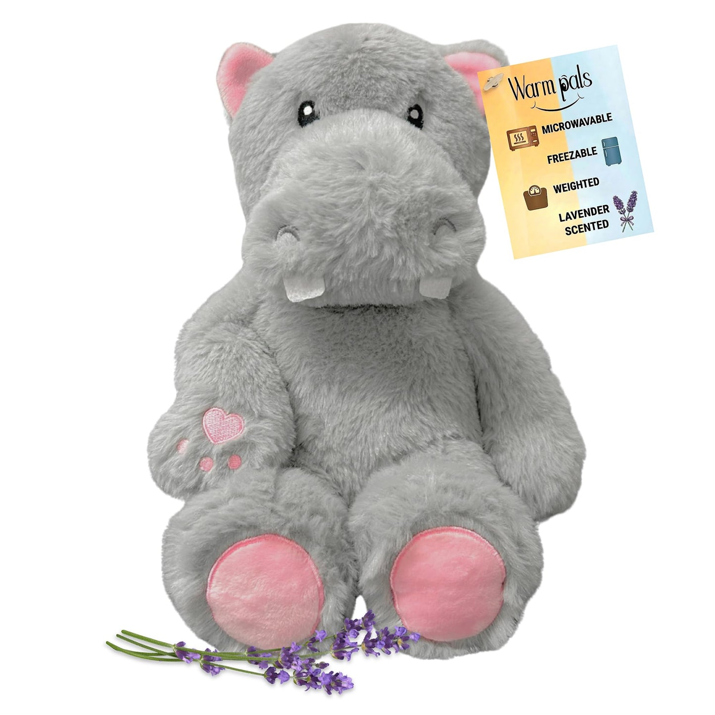 1i4 Group Warm Pals - Hippo - Cozy Lavender Scented Plush Toys - Stuffed Animal - Coolable Bedtime Comfort Plushie