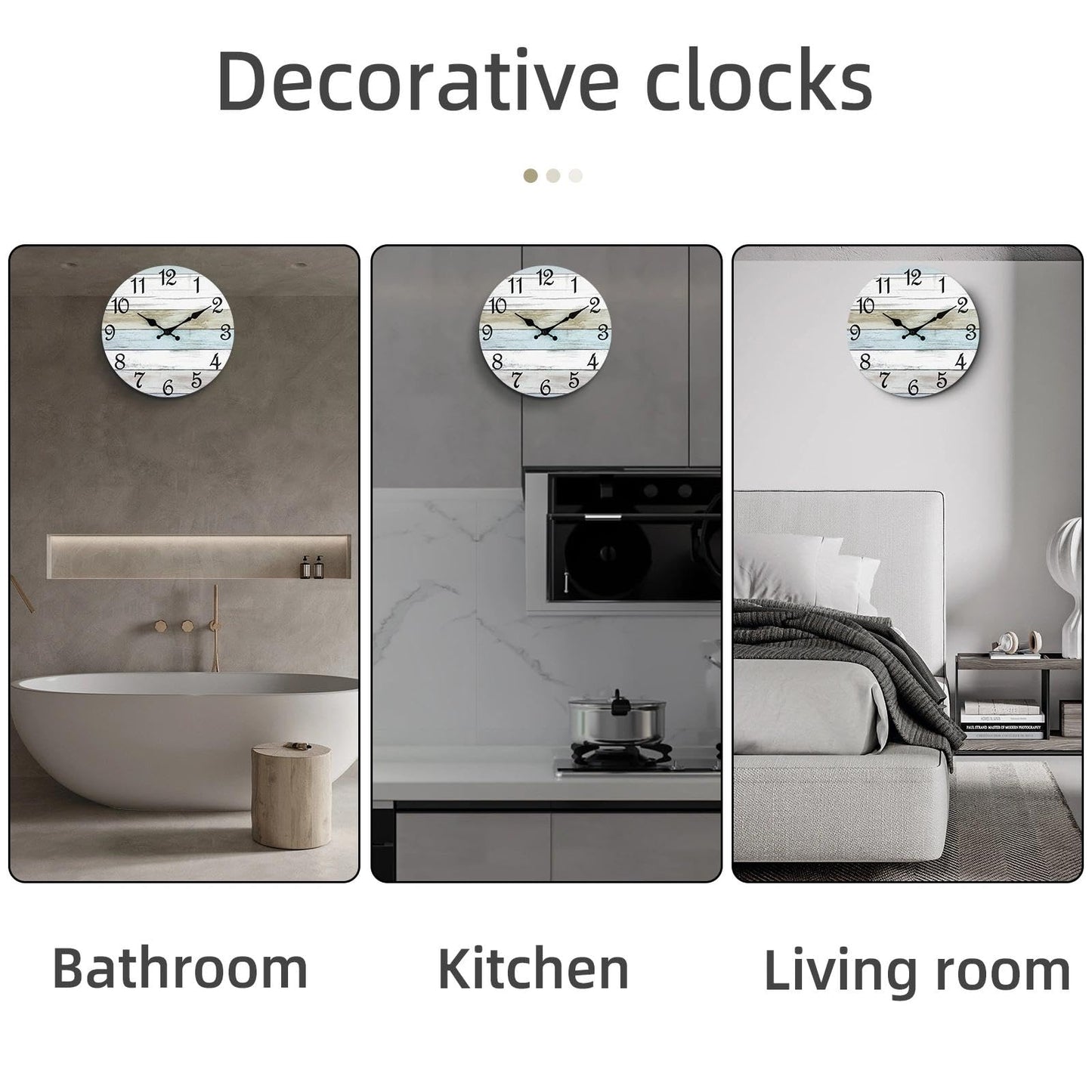 CHYLIN Wall Clock - 18 Inch Silent Non Ticking Wall Clocks Battery Operated, Larger Clock Decorative for Living Room, Kitchen (Blue)