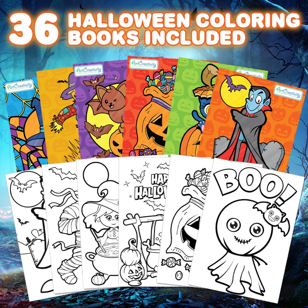 ArtCreativity Halloween Coloring Books for Kids – 36-Pack Mini 5”×7” Booklets – Non-Candy Trick-or-Treat Favors, Goodie Bag Fillers, Classroom Prizes, Party Handouts & Fall Crafts