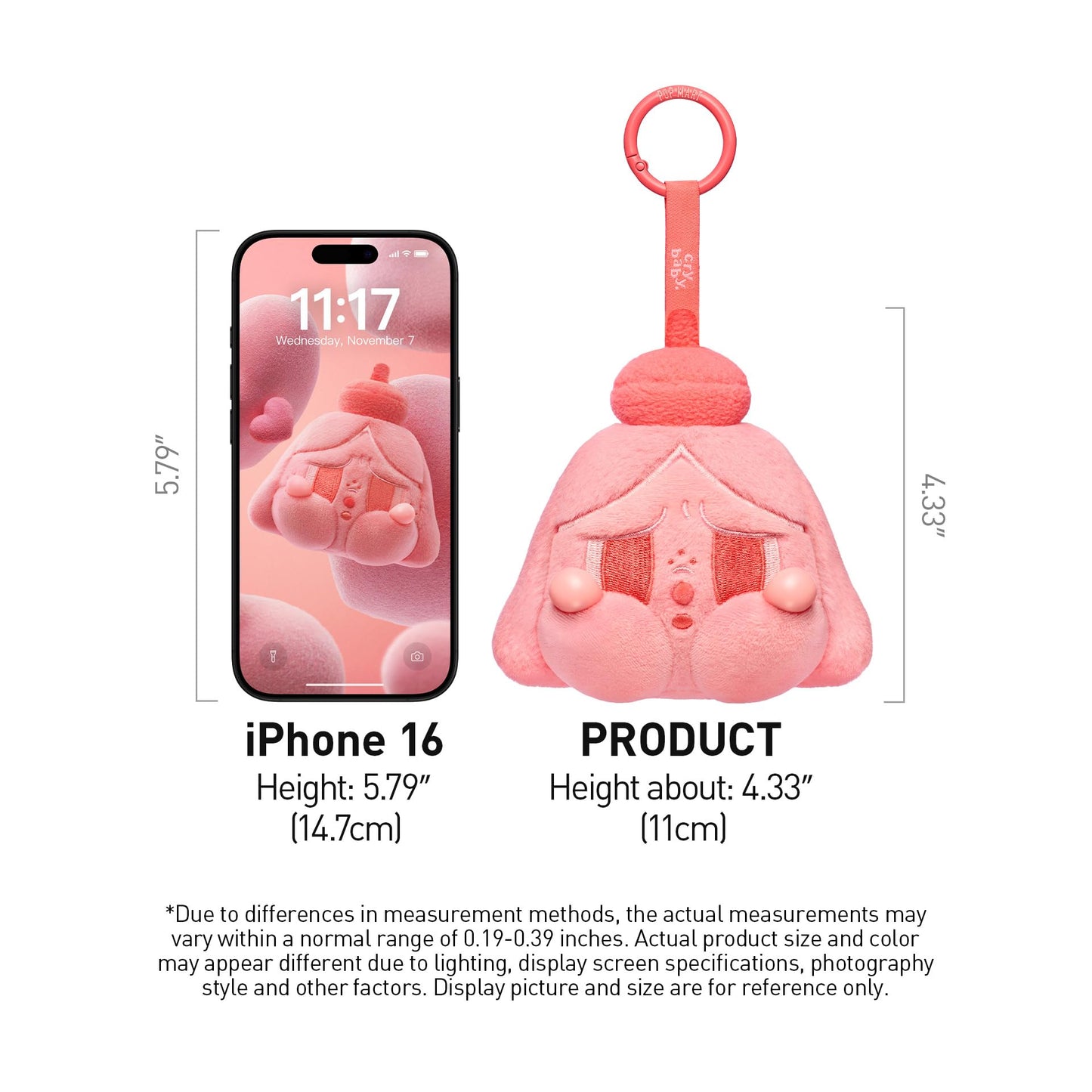 POP MART CRYBABY Tears Launch Project Series-Plush Pendant Blind Box, Crybaby Action Figures, Random Design Collectible Toys for Home Decor, Birthday Gifts for Girls Boys Women Men, Single Box