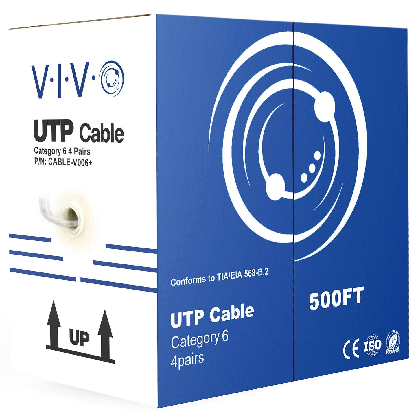 VIVO 500ft Bulk Cat6 Wire, CCA Ethernet Cable, 23 AWG, UTP Pull Box, LAN Network, Gray, CABLE-V006
