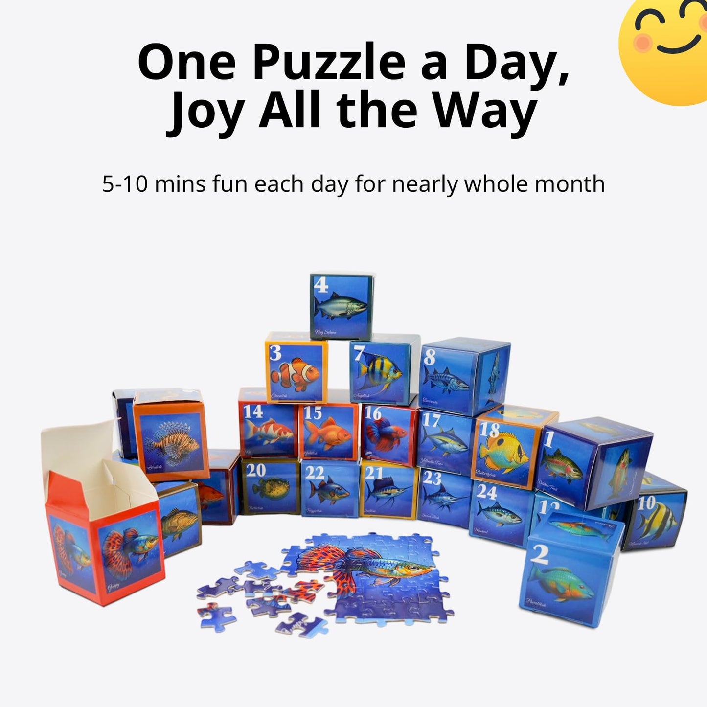 rokt&razo, Fishes, 24 Mini Pack Kids Puzzles, 1000 Pieces Advert Puzzles, Family Game Nights, Finish Size 27.5 * 19.7 in (Index on The Back)