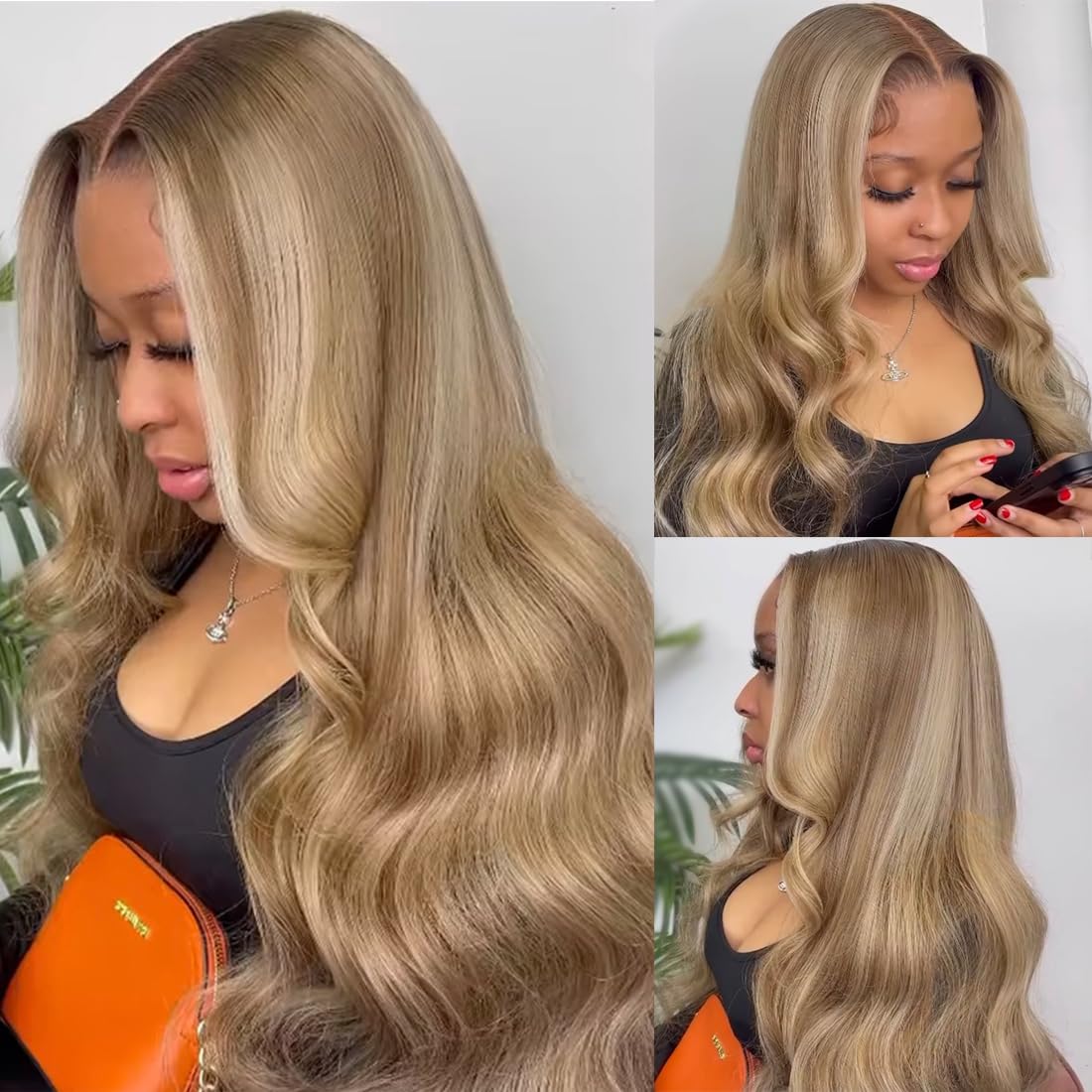 Merhara Highlight Ash Blonde Wigs Human Hair 180% Density 13X4 HD Balayage Glueless Wigs Human Hair for Women Gray Highlight Lace Front Wig Human Hair Pre Plucked Body Wave Lace Front Wigs 18 Inch