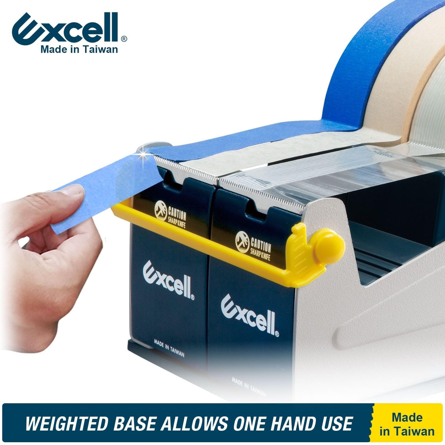 Excell Heavy Duty Steel Desk Tape Dispenser (4" Wide) with Safety Blade Cover, Desk Top Dispenser for Home,Office, Shop, Retail Store and Warehouse Wrapping Purpose