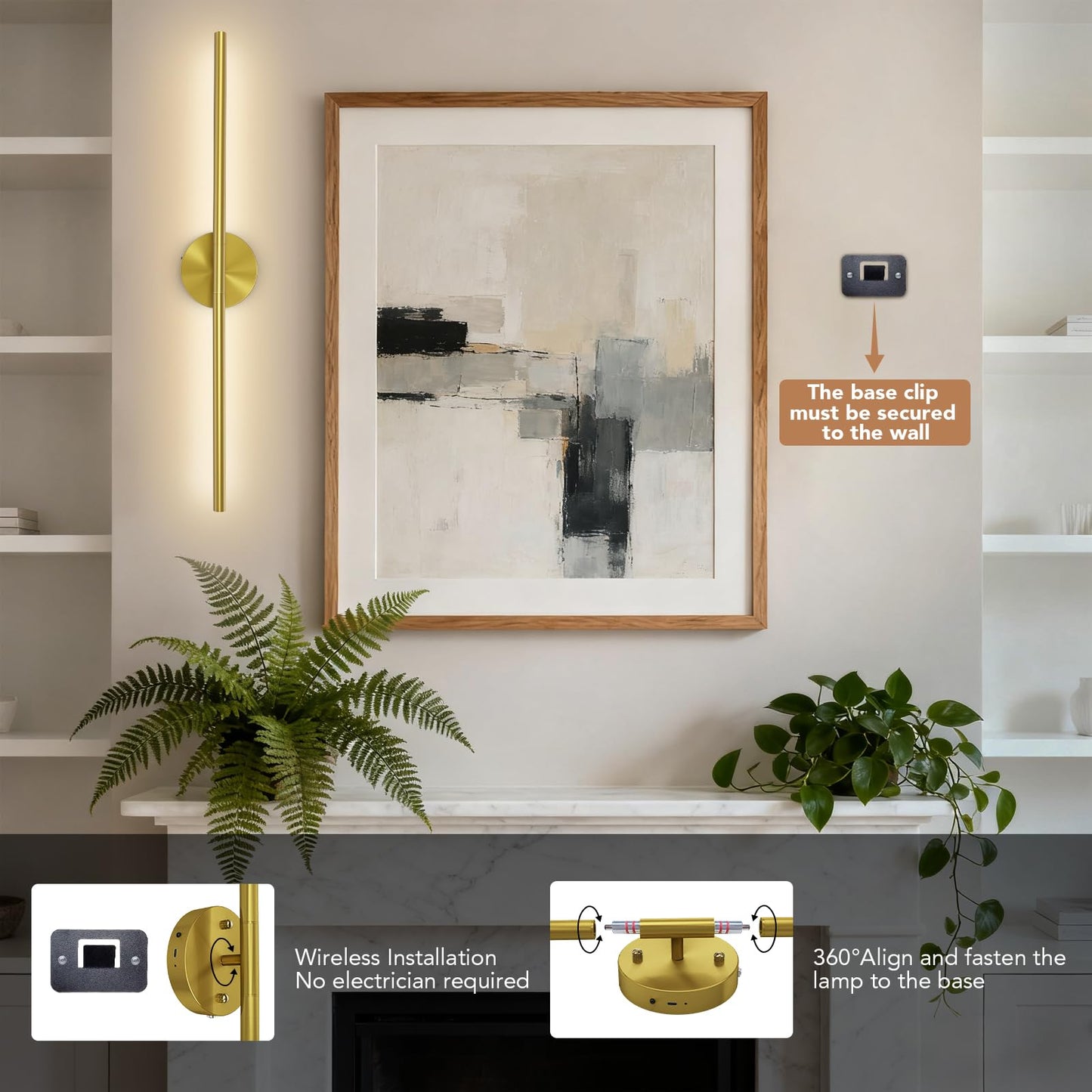 TONYFUL Battery Operated Wall Sconce Set of 2, Rechargeable Wall Lamp with 6000mAh Dimmable Bulbs and Remote, 3000K-6500K LED Wireless Wall Lights for Bedroom, Living Room, Hallway Decor, Background
