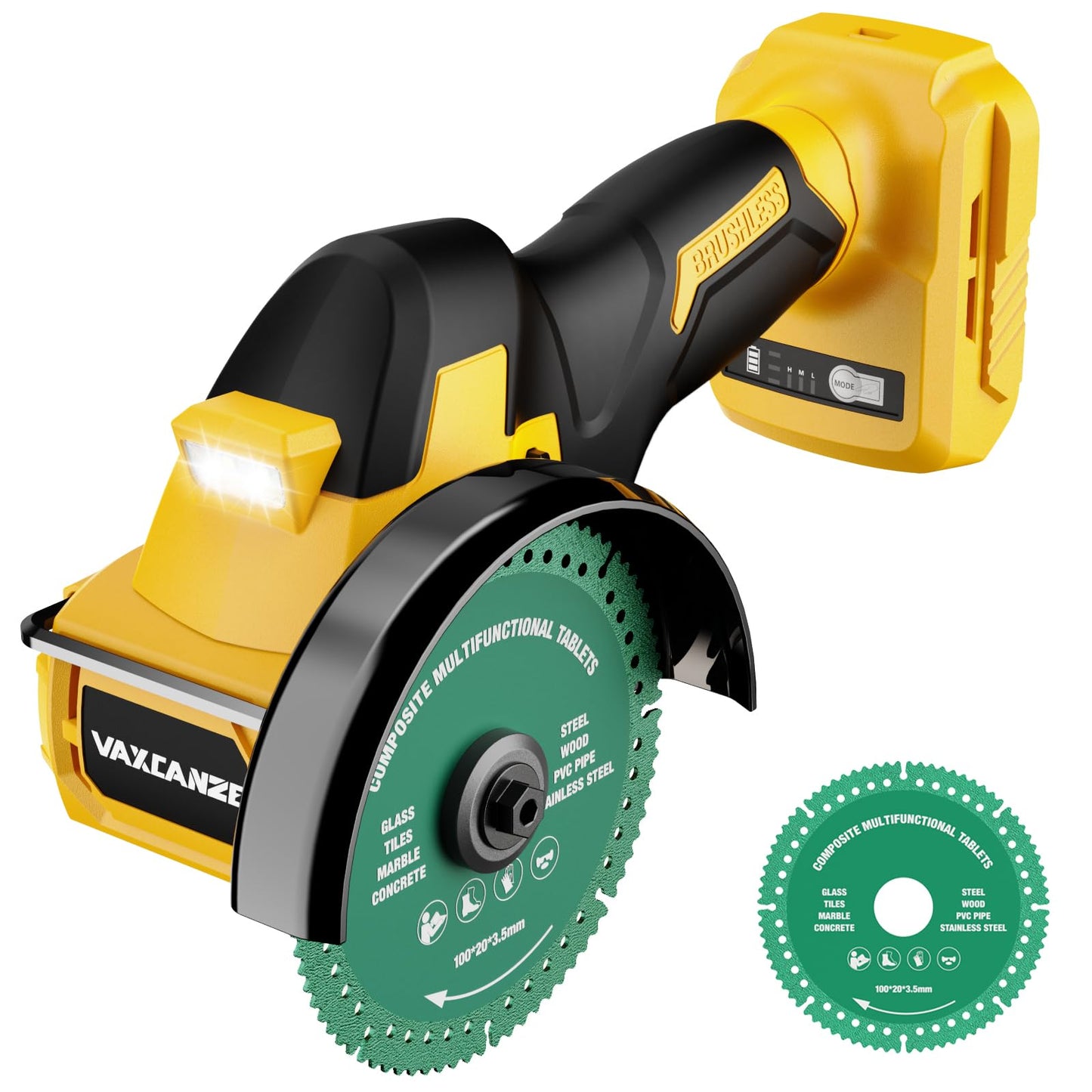 Cordless Cut Off Tool Compatible with DeWalt 20V Max Battery, 18,000 RPM Brushless Motor, 4" Blades (2pcs) with Dust Cover, 1.2mm Max Blade Thickness for Wood/Metal/Plastic【BATTERIES NOT INCLUDED】