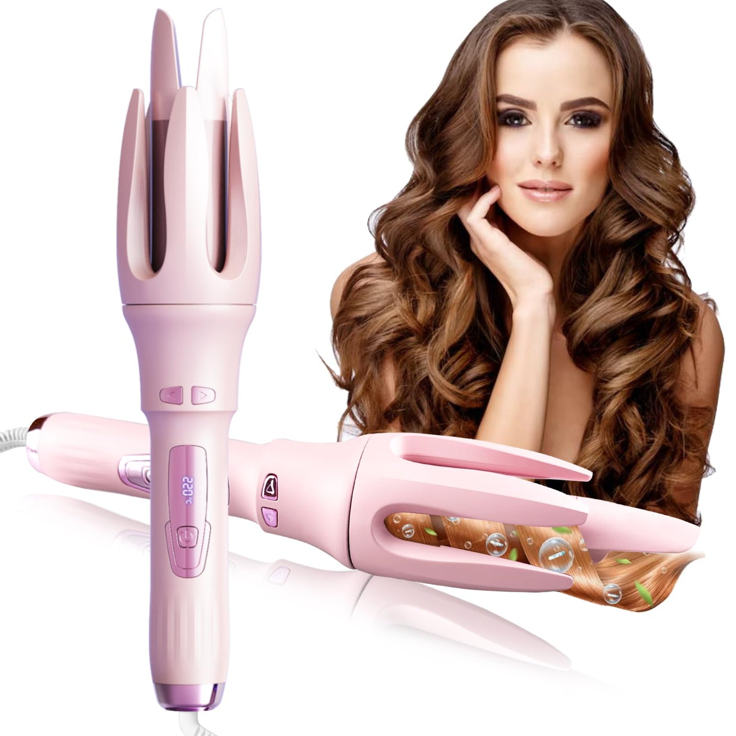 TGTNG® Automatic Hair Curler,Automatic Curling Iron with 4 Temperatures,Dual Voltage Rotating Curling Iron with 1 1/4 inch Fast Heating and Auto Shut-Off for Professional Hair Styling