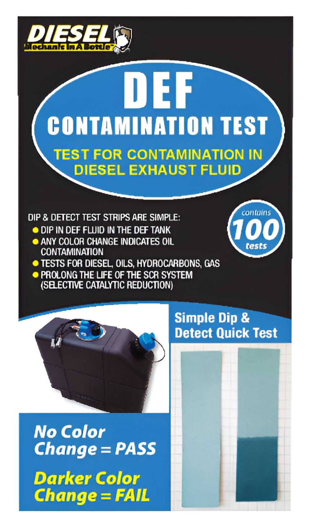 B3C Fuel Solutions DEF 7-040-9 Diesel-Exhaust-Fluid Contamination Test Strips (Pack of 100)