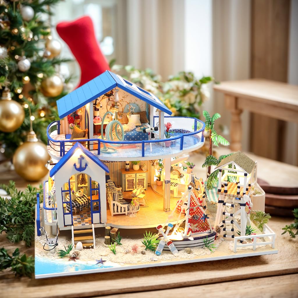 RHZN Miniature House Kit - DIY Mini Building Kit for Adult Teen, Beach House