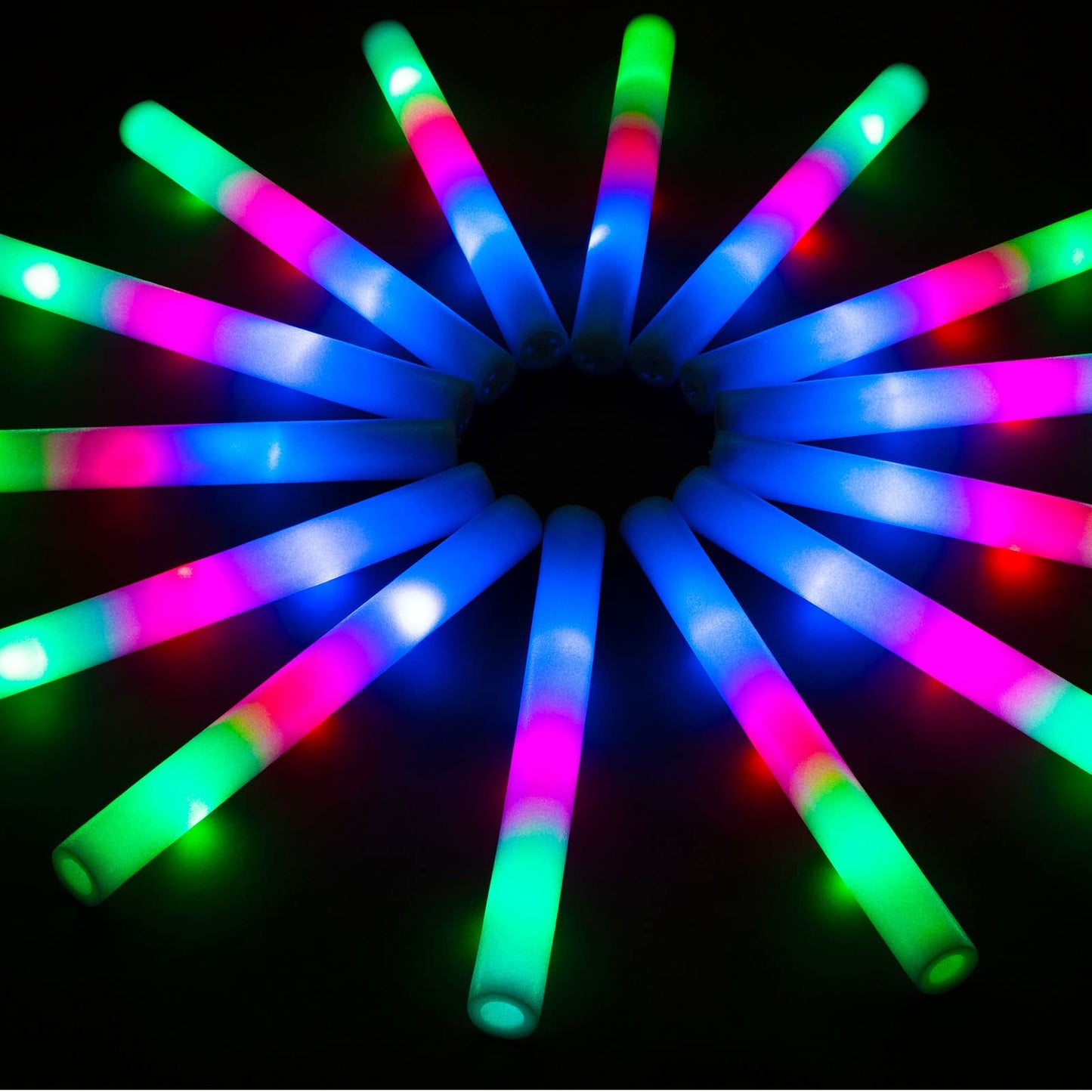 SHQDD 105 PCS LED Foam Glow Sticks, Glow Sticks Bulk Party Pack with 3 Modes Colorful Flashing, Glow in The Dark Party Supplies, Light Up Foam Sticks for Wedding, Glow Party, Birthday, Raves, Concert