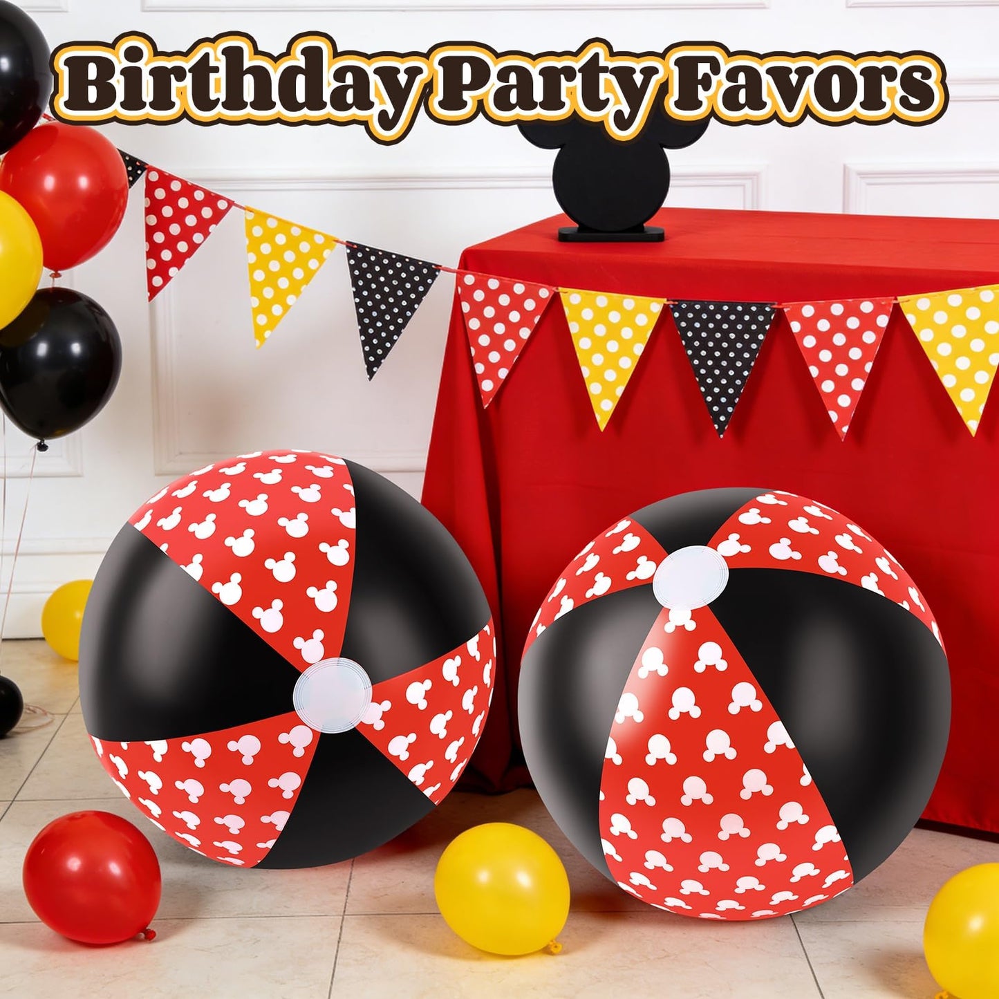 4 Pack 20-Inch Diameter Race Car Themed Beach Balls - Large Inflatable Black and White Checkered Beach Balls for Birthday Party Decorations, Summer Pool and Beach Game, and Bulk Party Favors