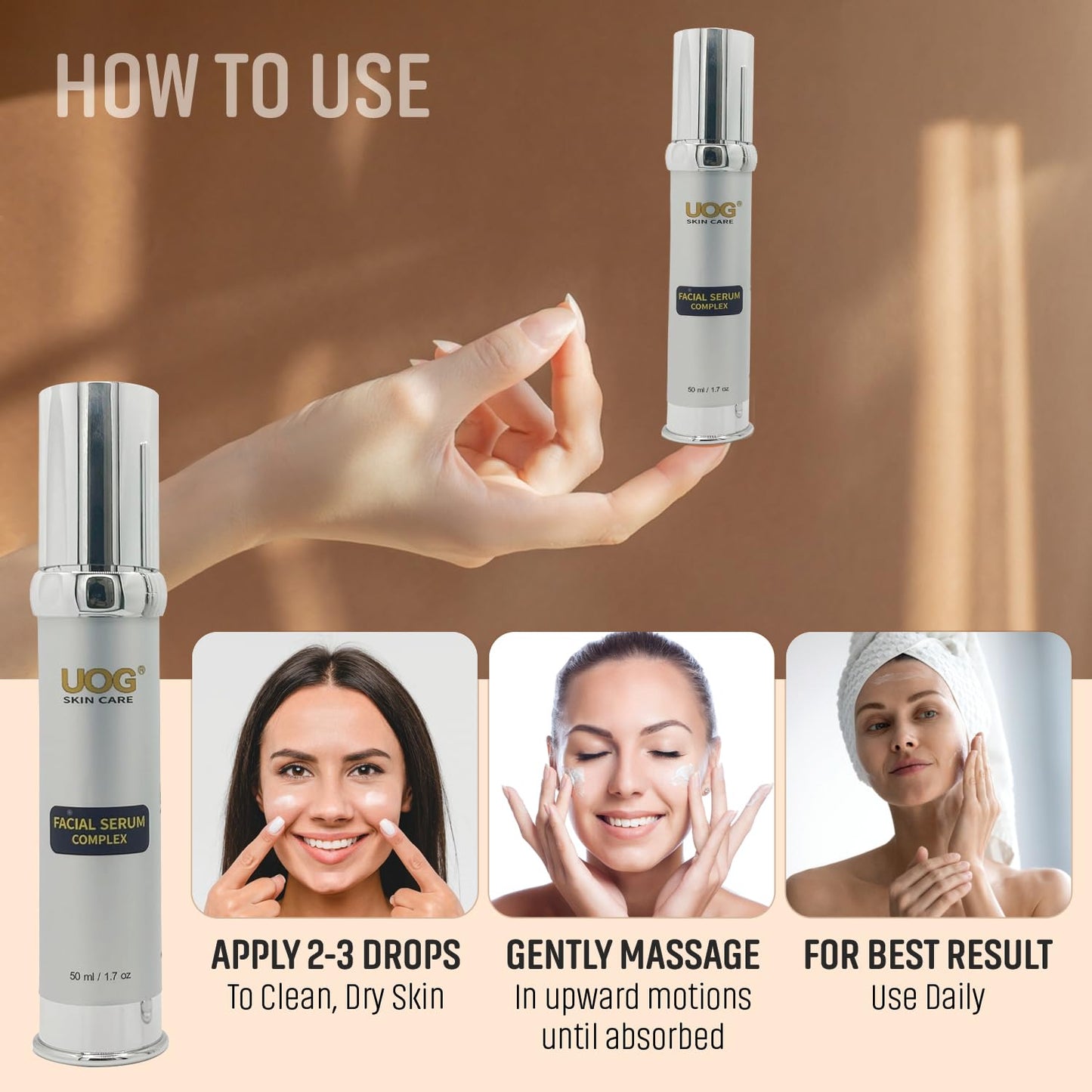 UOG Face Serum Complex – Hydrating & Firming Face Serum| Lifts, Tightens & Improves Skin Texture | Reduces Fine Lines & Wrinkles for Face, Neck & Jawline | Advanced Skin Recovery 50ml/1.7oz