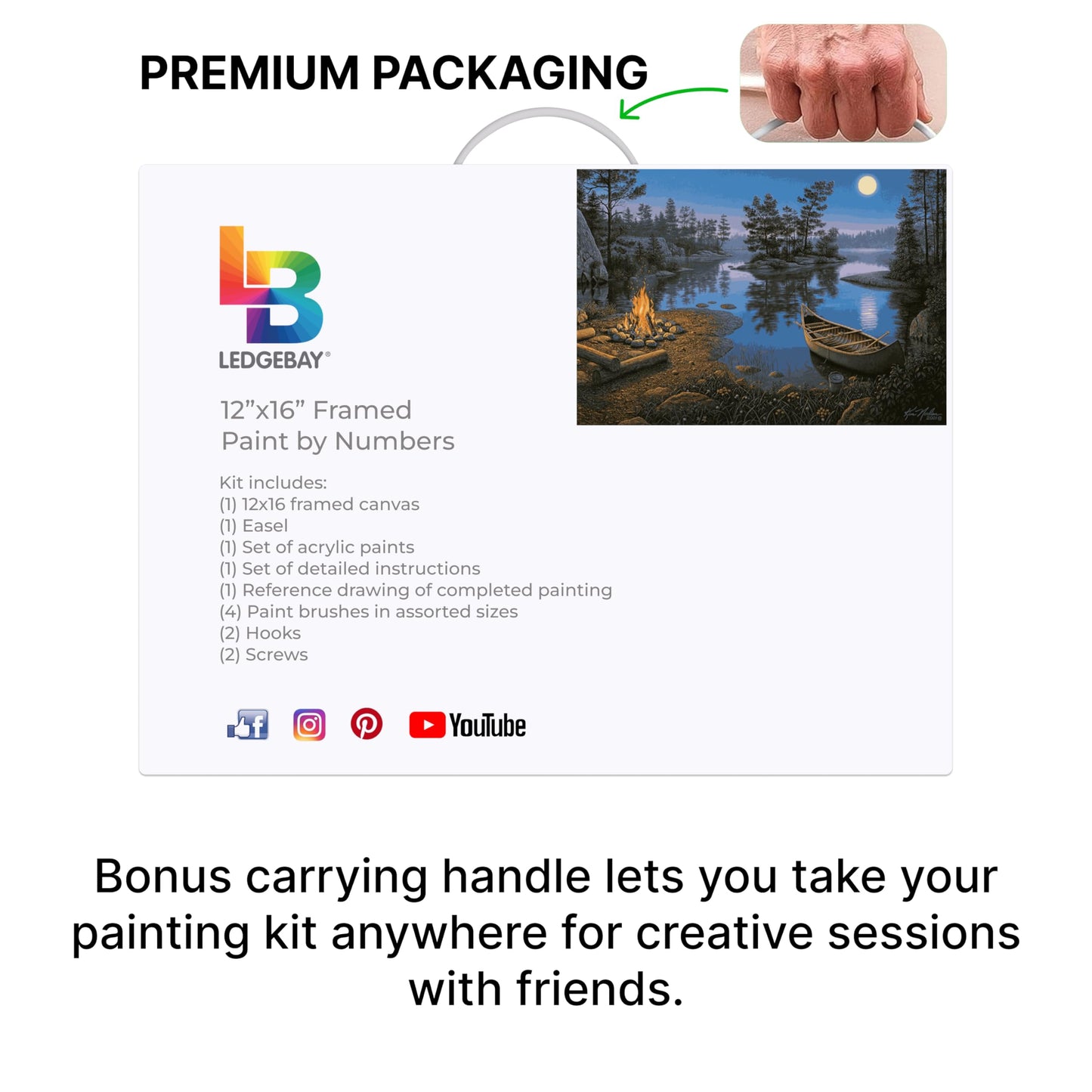 Ledgebay Framed Paint by Numbers Adult Kit Beginner to Advance Color By Number Fun DIY Arts & Crafts Acrylic Paint (Moonlight Bay 12" x 16" Framed)