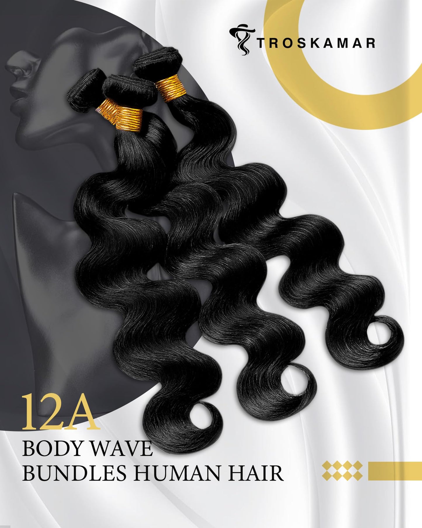 Body Wave Bundles Human Hair 12A Human Hair Bundles 16 18 20 Inch Brazilian Virgin Hair Extensions 100% Unprocessed Bundles Human Hair Body Wave 3 Bundles Natural Color