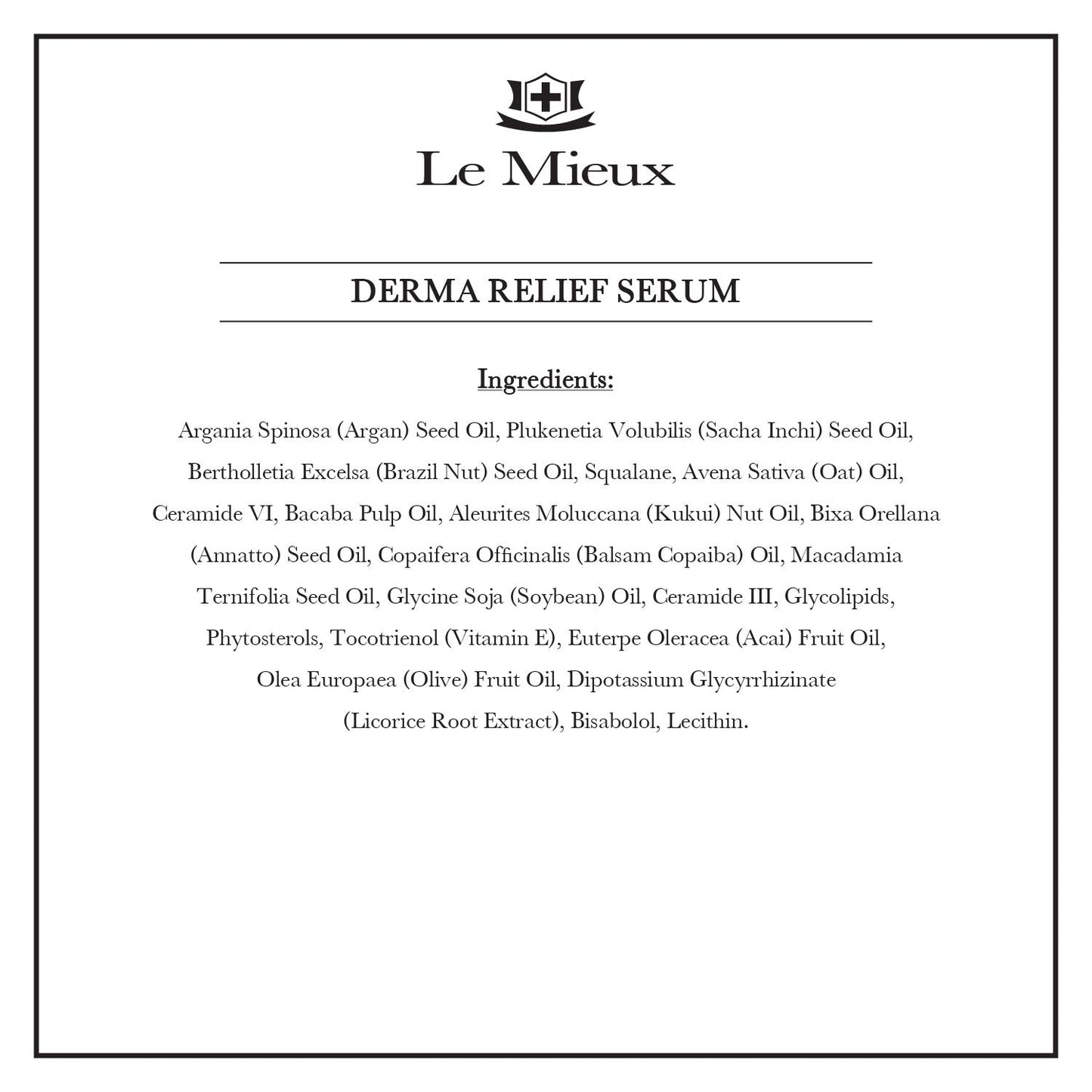 Le Mieux Derma Relief Serum - Hydrating Oil Serum for Face with Ceramides, Squalane & Kukui, Moisturizing Facial Oils for Dry or Sensitive Skin, No Parabens or Sulfates (1 oz / 30 ml)