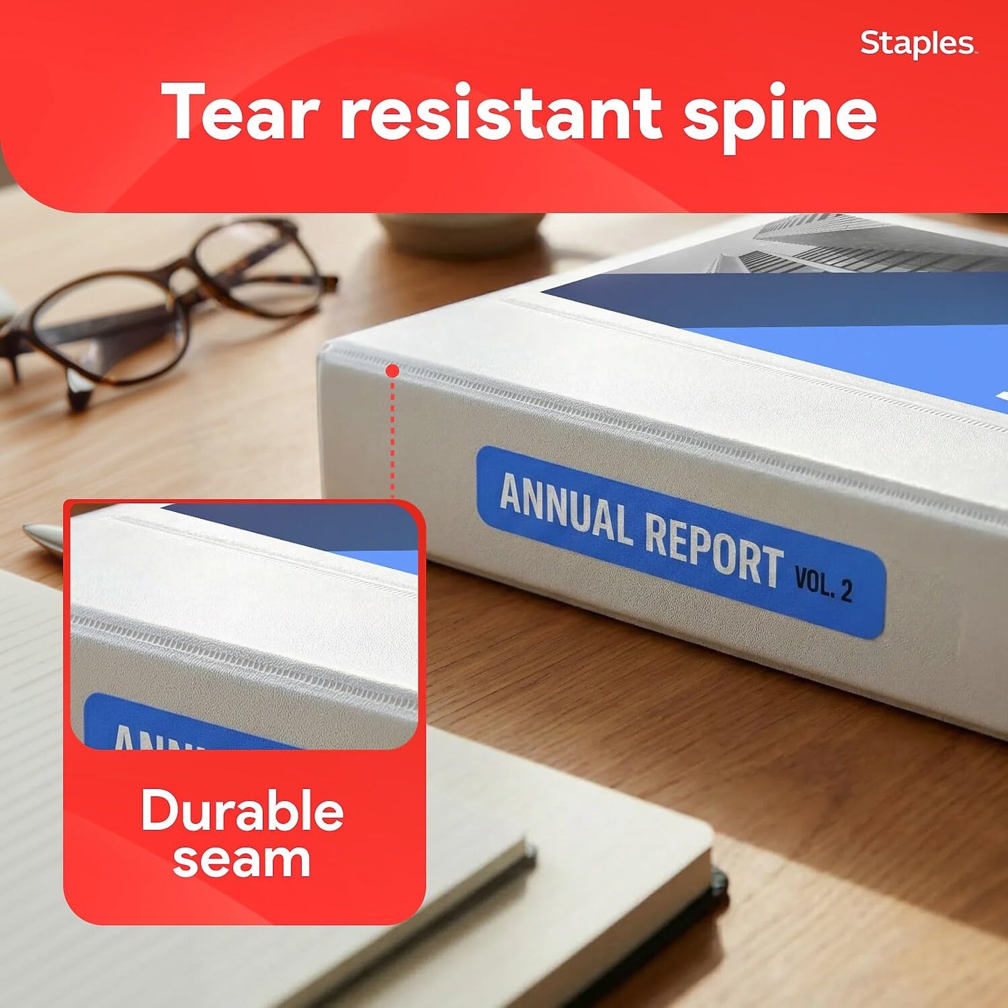 Staples Standard 5-Inch D-Ring View Binder, High Capacity Holds Up to 1,050 Sheets, White, for Presentations & Archiving
