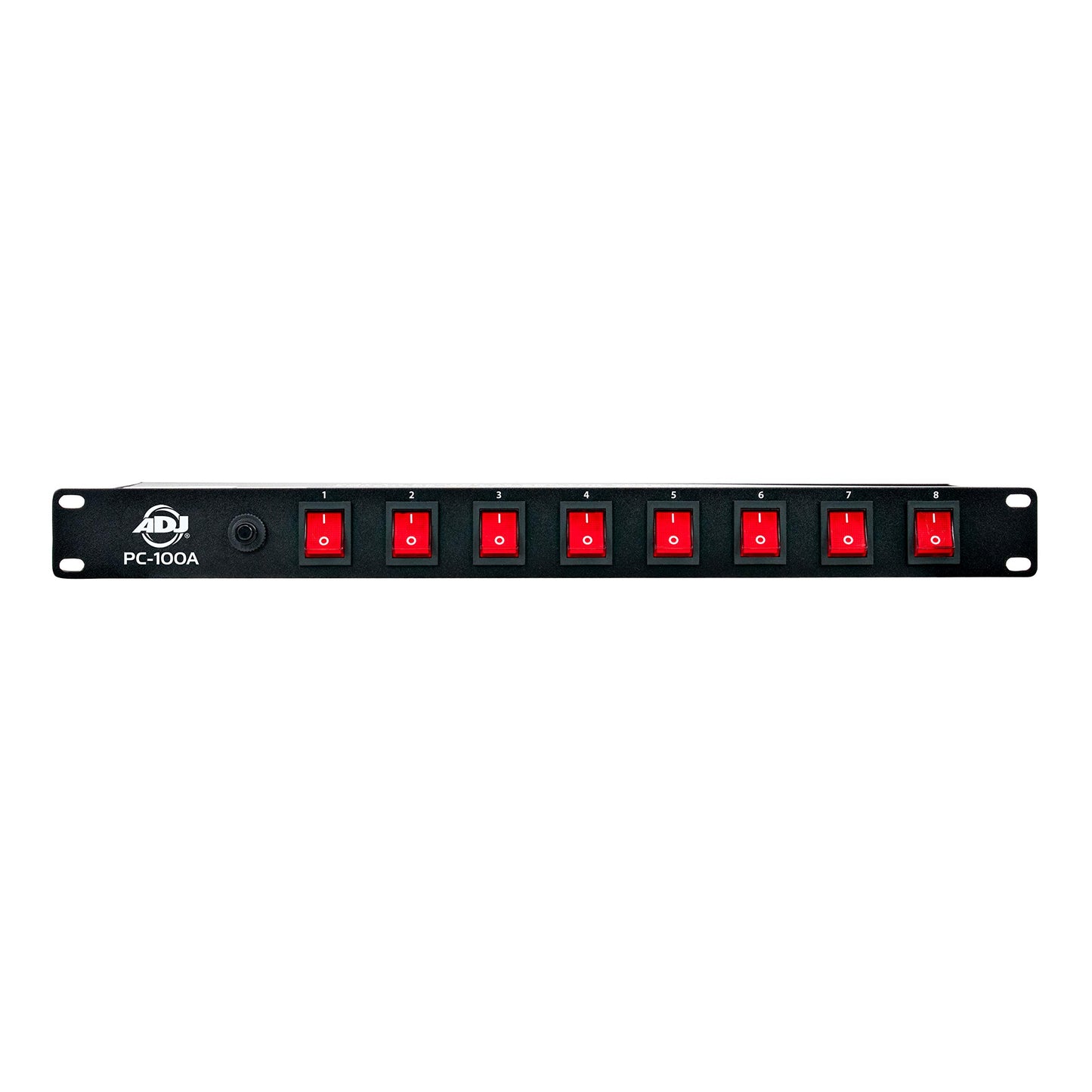ADJ PC100A power strip single rack space unit with 8 on off lighted toggle switches and 15 amp breaker