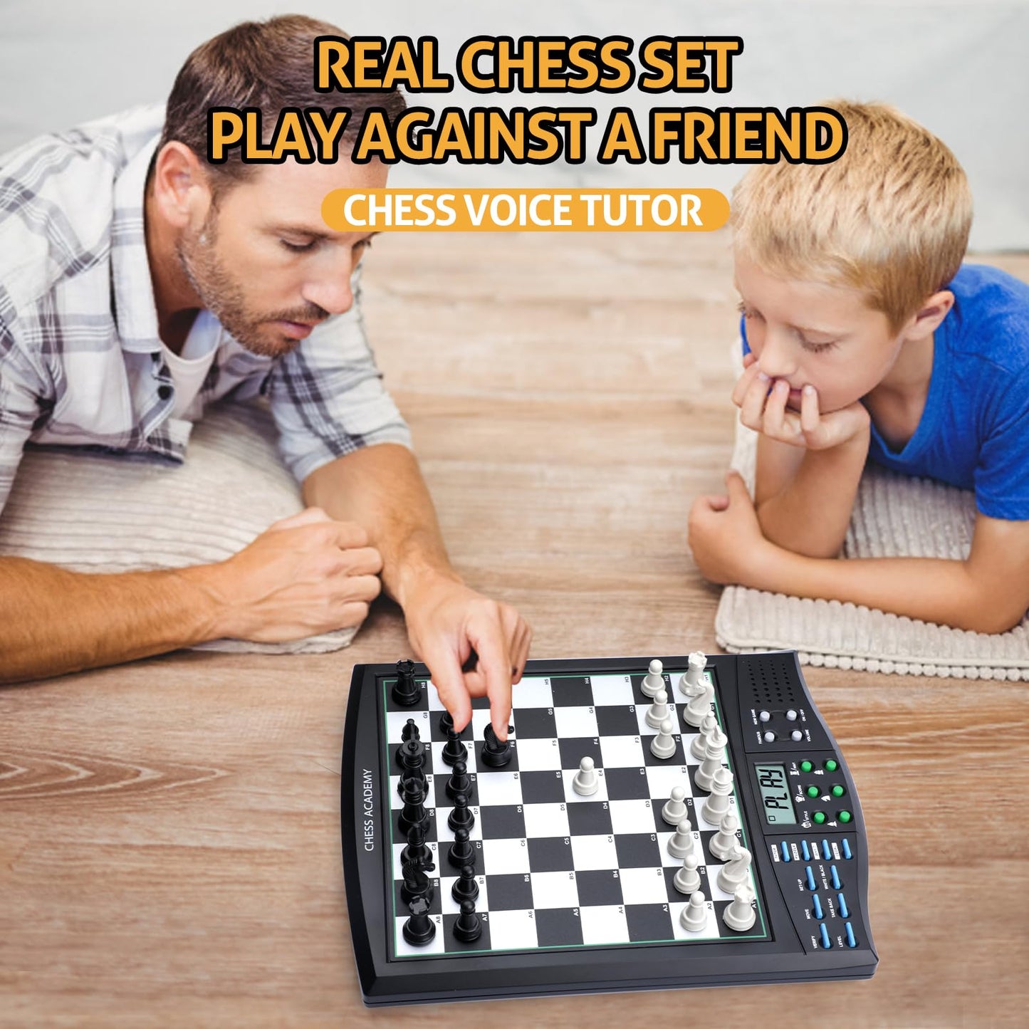 LEVEROAM Talking Chess Academy with Voice Teaching System, Electronic Chess Set with Strong Magnetic Pieces, Electronic Chess Board with Rating ELO 2000, Smart Chess Board Great for Brain Training