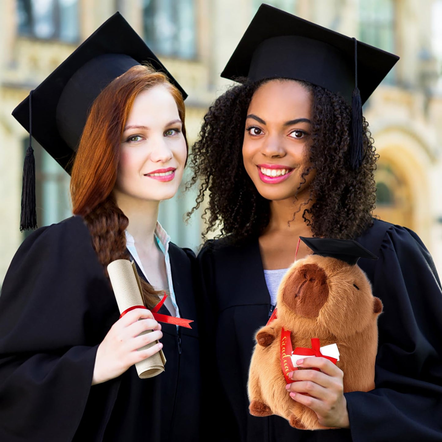 CHDBLOCK Graduation Capybara Plush Gift Set Include Stuffed Animal Capybara with Gown Cap with Graduation Gift for Him Her(Brown)