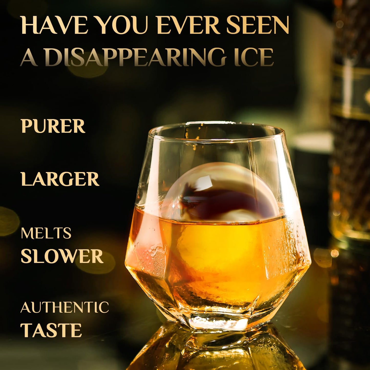 Clear Ice Cube Maker, 2.5" Stainless Steel Crystal Clear Ice Ball Maker, Non-BPA Silicone Ice Cube Molds for Whiskey Easy Release Ice Maker, Bourbon Gifts for Men (Black, 4 PACK)