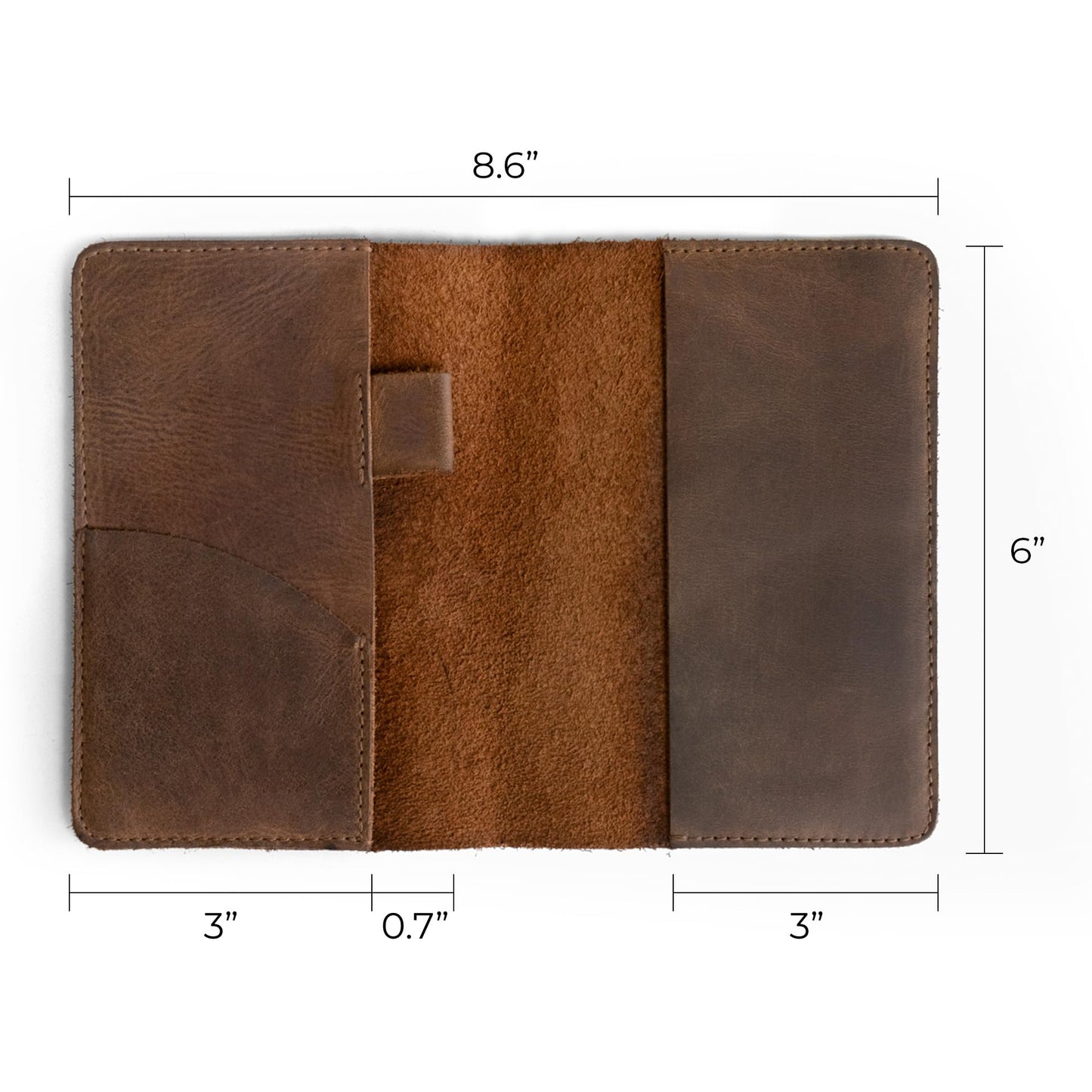 Leather Field Notes Cover, Leather Notebook Cover 3.5 x 5.5 in. with Card and Pen Holder, Handmade Protective Storage for Pocket Moleskine Journal Cover, Book & Notebooks, Notepad Wallet for Travelers (Bourbon Brown)