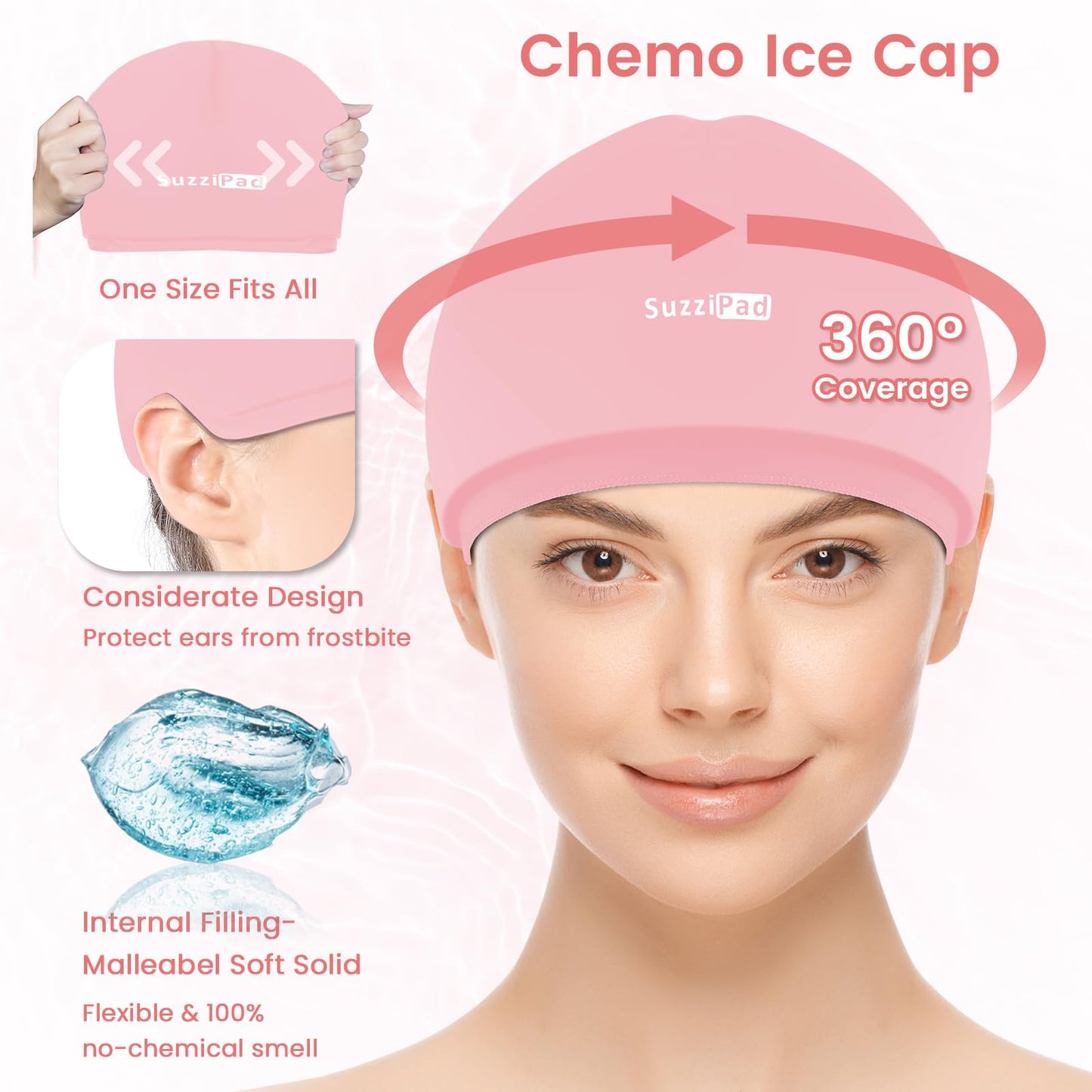 SuzziPad Cold Therapy Socks and Hand Ice Pack, Cooling Gloves for Chemotherapy Neuropathy, Strees Relief Caps, Chemo Care Package for Women and Men, Ideal for discomfort of Head, Hand and Feet, L