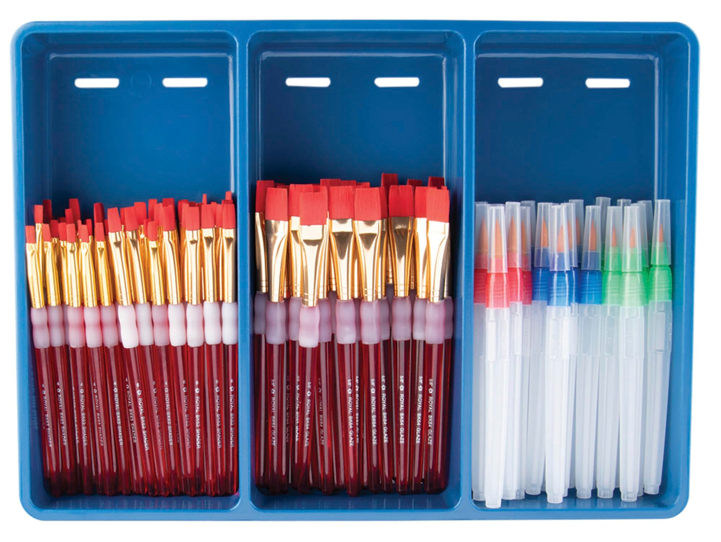 Royal Brush Big Kids Choice Brush Bonus Flat Classroom Pack, Assorted, Set of 72 Brushes and 12 Aprons - 406839