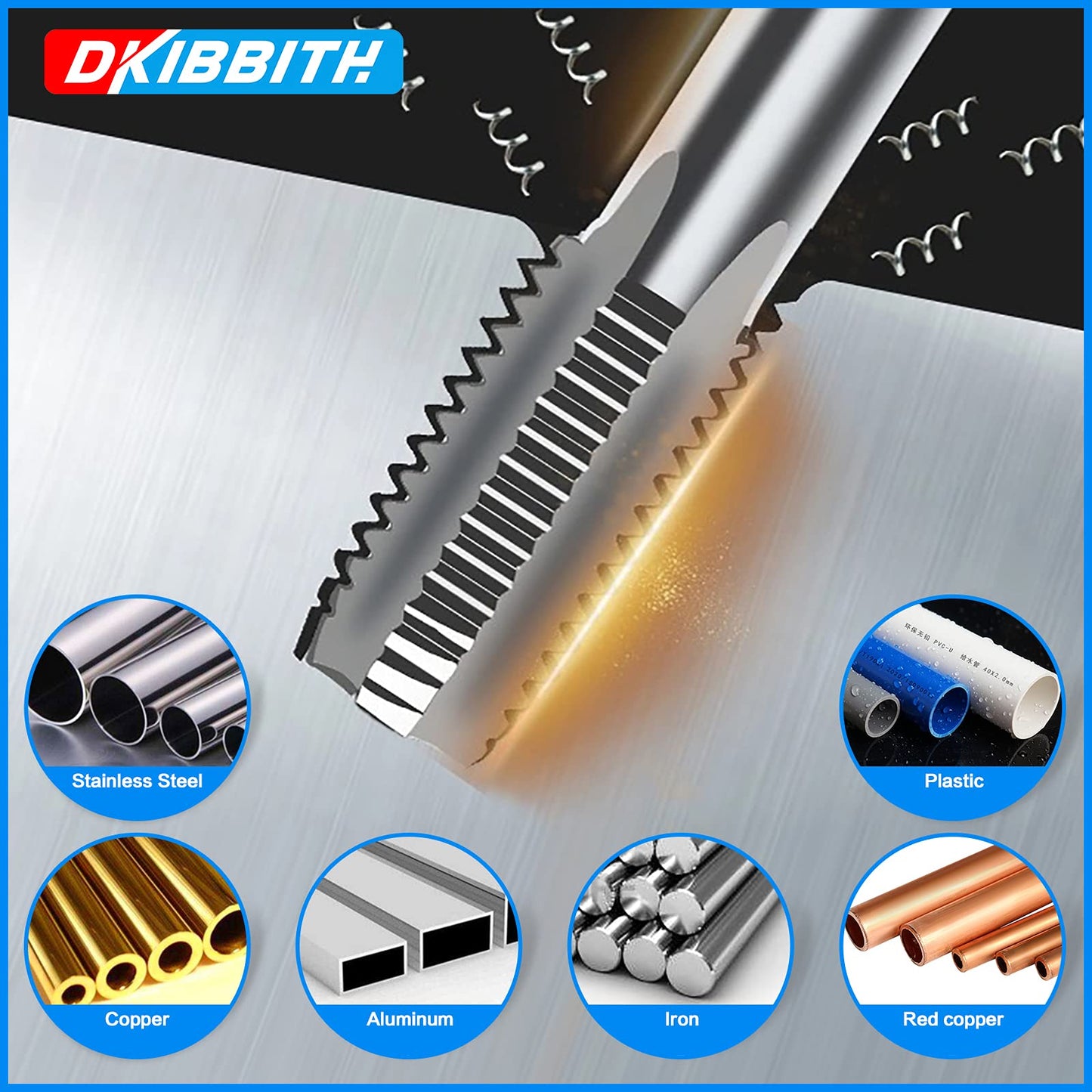 6-Piece NPT Pipe Tap Set, 1", 3/4", 1/2", 3/8", 1/4", 1/8" NPT Tap Set, Carbon Steel Hand Threading Plumbing Tap Set for Accurate Threads, Assorted Plumbers Mechanics DIY Thread cutting tools
