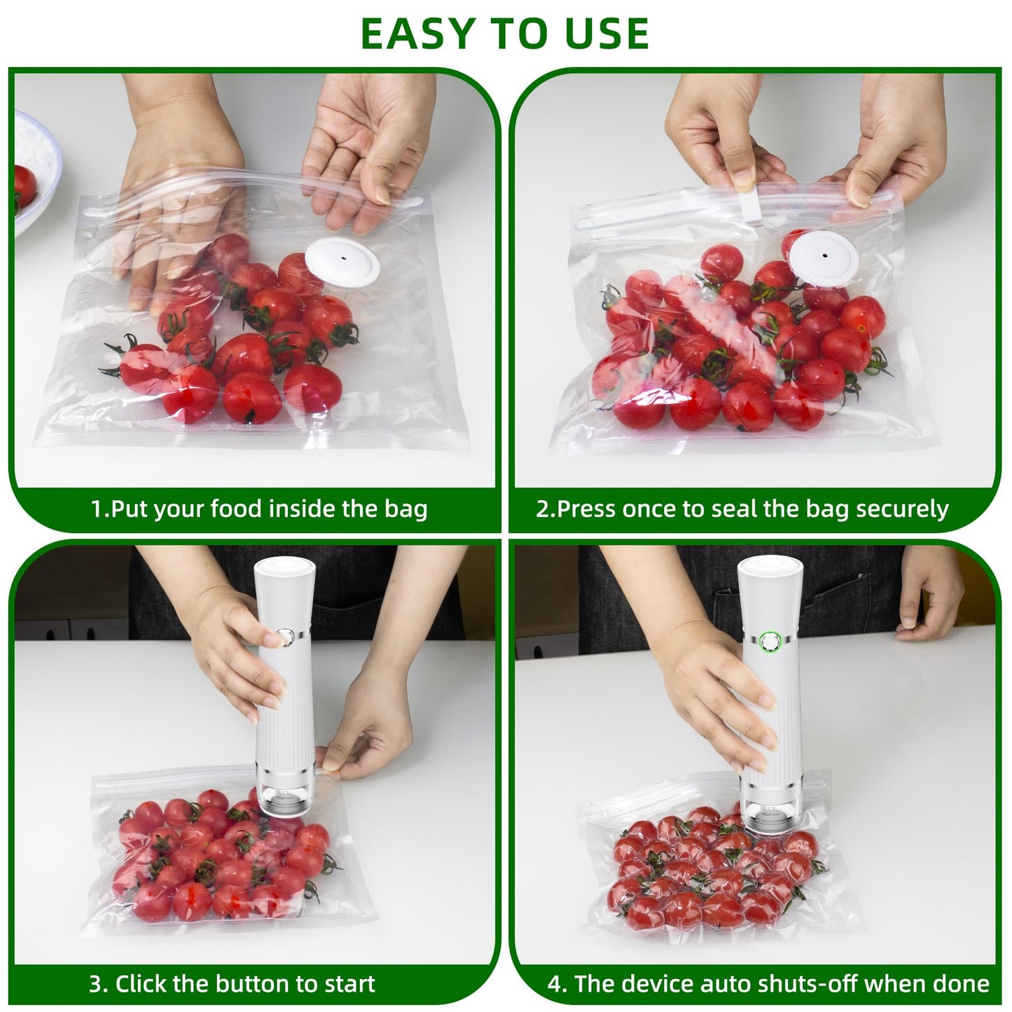 Vacuum Sealer for Food, Handheld Saver Compact Vacuum Sealer Machine with 30 Reusable Bags for 10X Preservation & Fresh