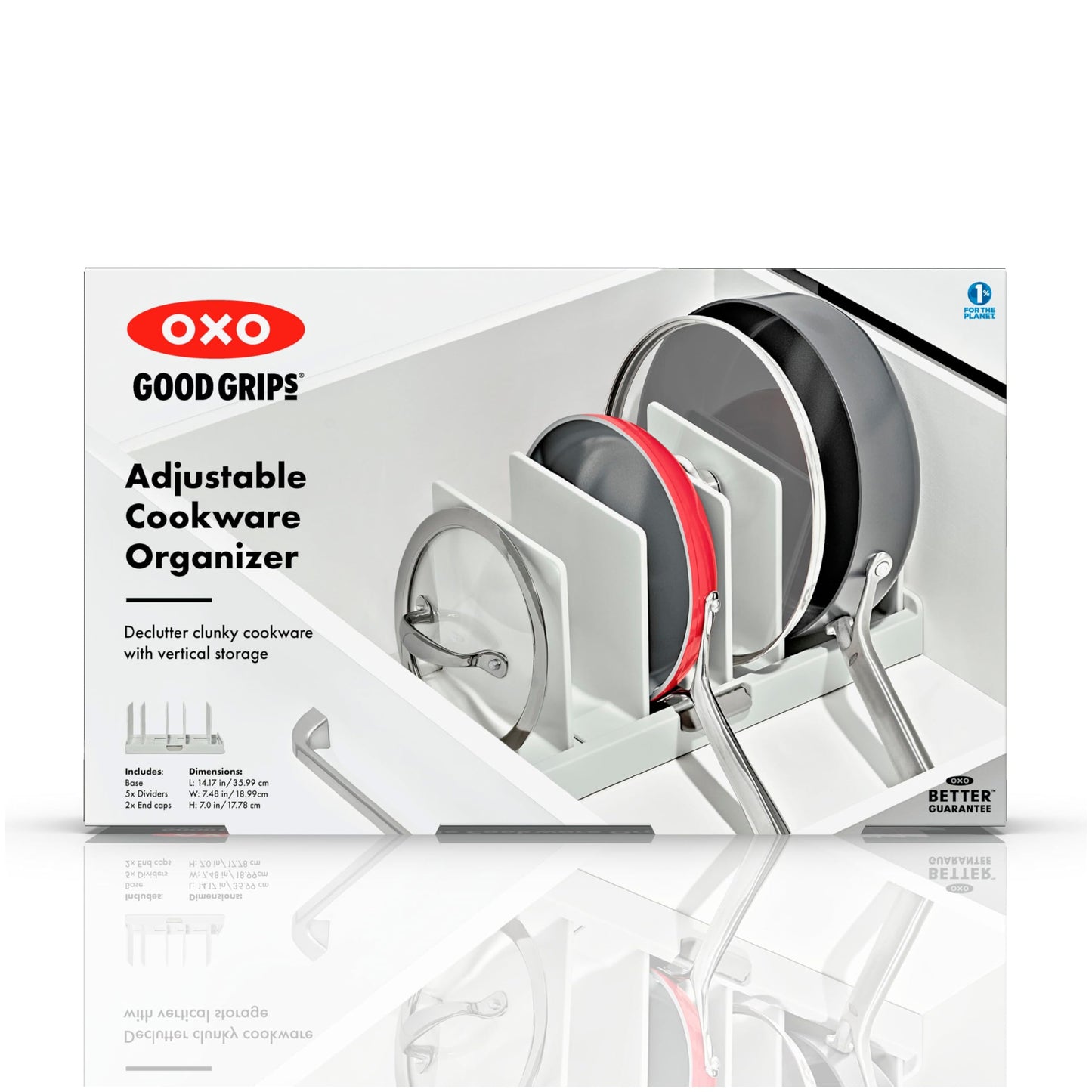 OXO Good Grips Adjustable Cookware Organizer, Pot and Pan Organizer
