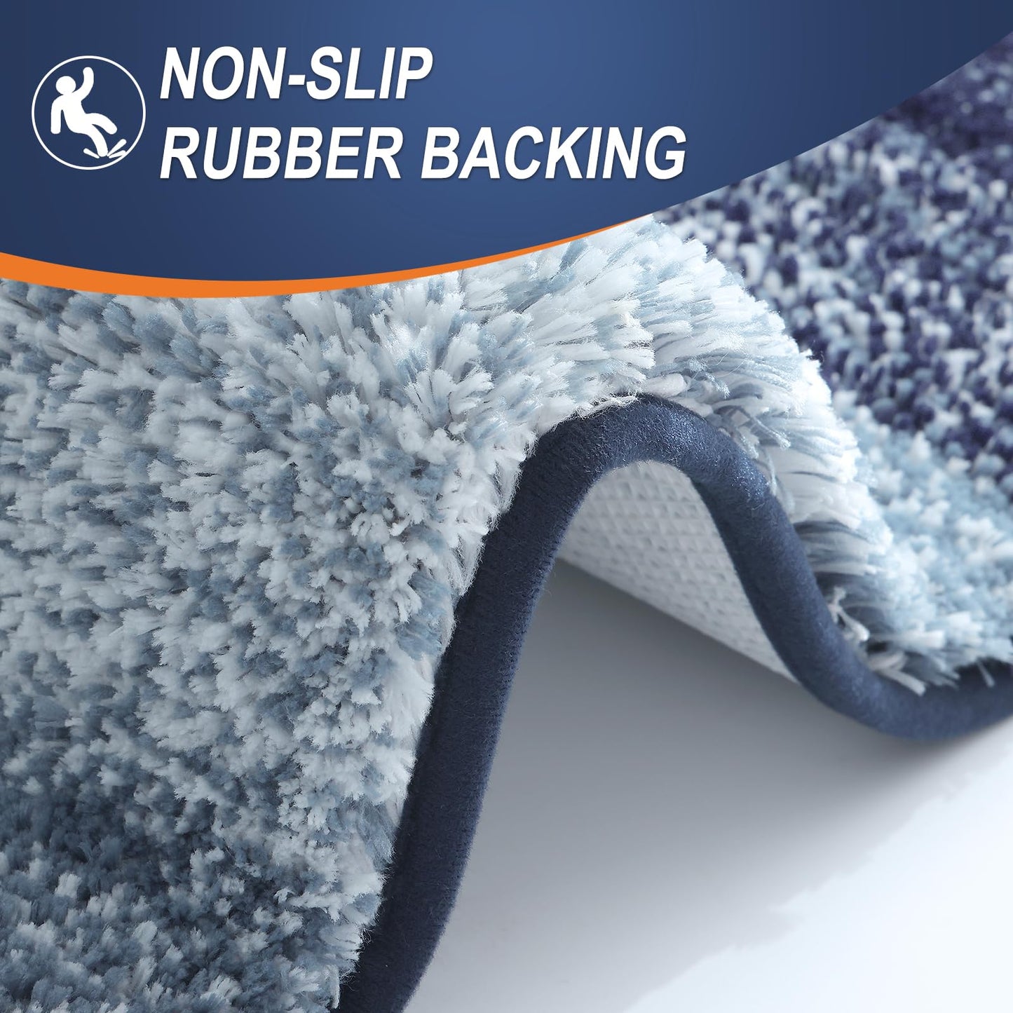 OLANLY Bathroom Rug Set 2 Piece, Soft Absorbent Microfiber Bath Mats and U-Shaped Contour Toilet Rug, Non-Slip, Machine Wash Dry, Plush Shaggy Bath Mats for Bathroom (24"x16"+24"x20", Airy Blue)