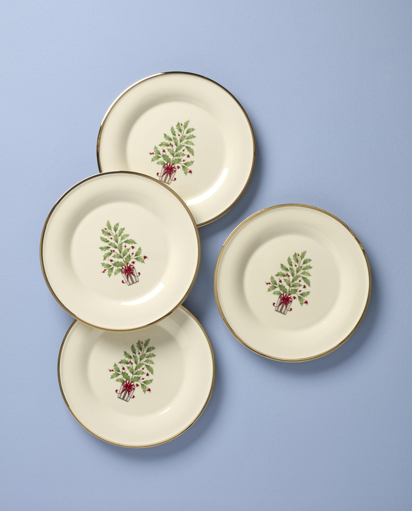 Lenox 897744 Holiday Tree Accent Plates, Service For 4, Christmas Dishes, Dinnerware Set,