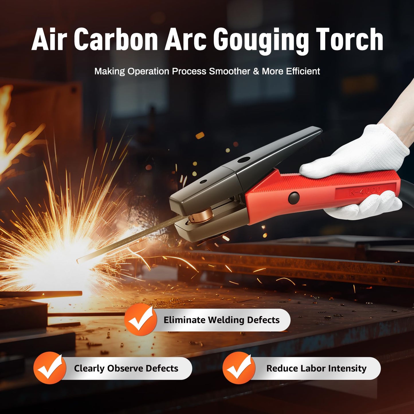 1000Amp K4000 Carbon Arc Air Gouging Torch with 7' Cable (K4000)