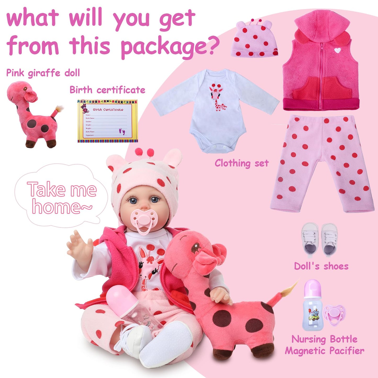 Kdudgso Lifelike Reborn Baby Dolls, 22 Inch Realistic Silicone Baby Doll, Real Life Baby Dolls Handmade Soft Vinyl & Cloth Body with Feeding Kit Toys Gifts Collection, Baby Doll for Toddlers 1-3