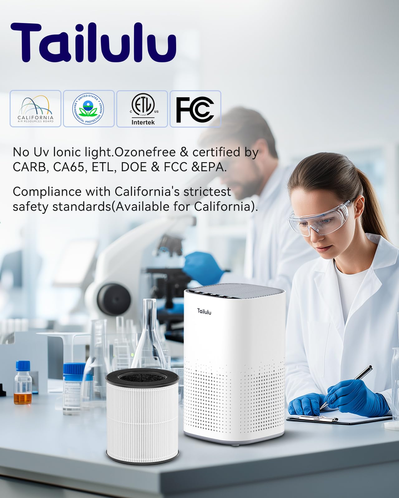Air Purifiers for Home Large Room up to 1500ft², Tailulu H13 True HEPA Air Purifier for Pets Dust Odor Smoke, Air Purifier for Bedroom with 15dB Quiet Sleep Mode for Bedroom Office Living Room