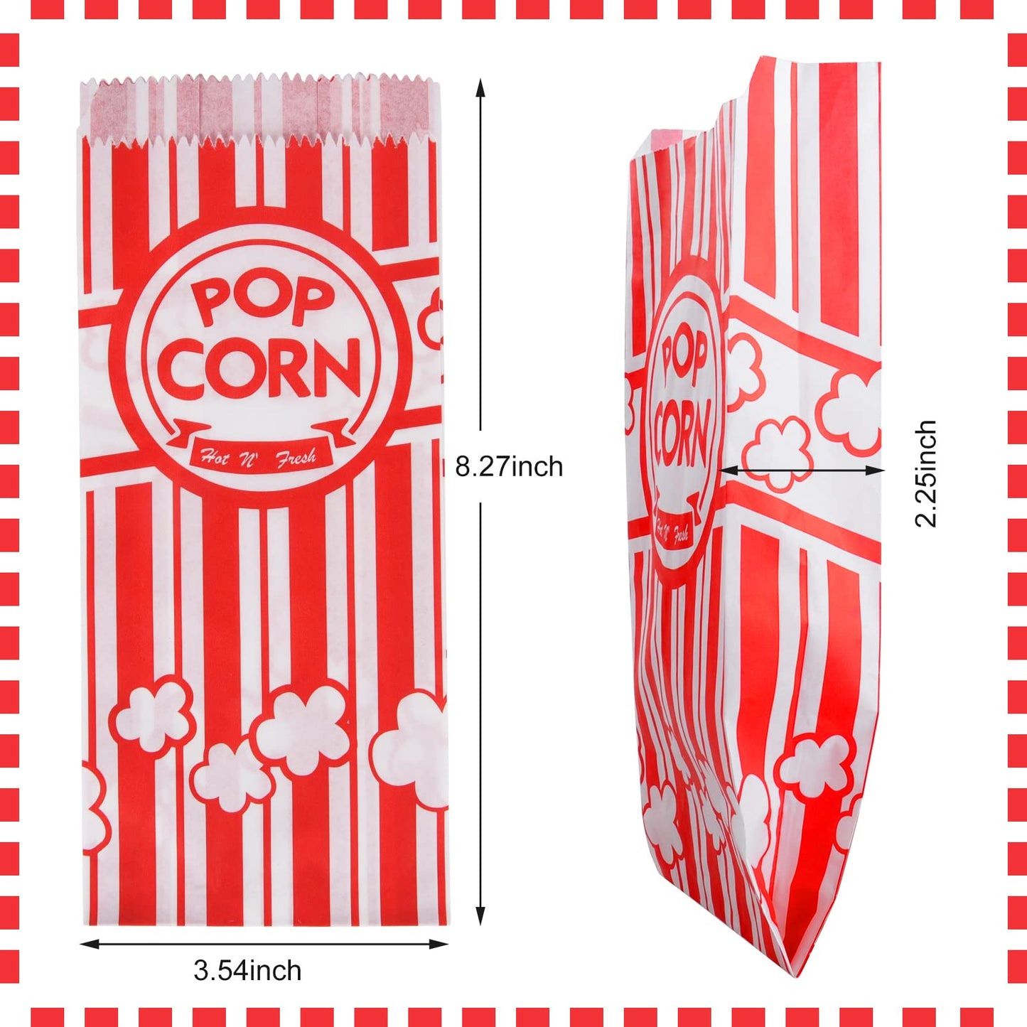 500 Pieces Paper Popcorn Bags, 1 oz Bags Individual Servings for Machine Maker Cart Supplies, Small Mini Pop Corn Bag Bulk Carnival Party