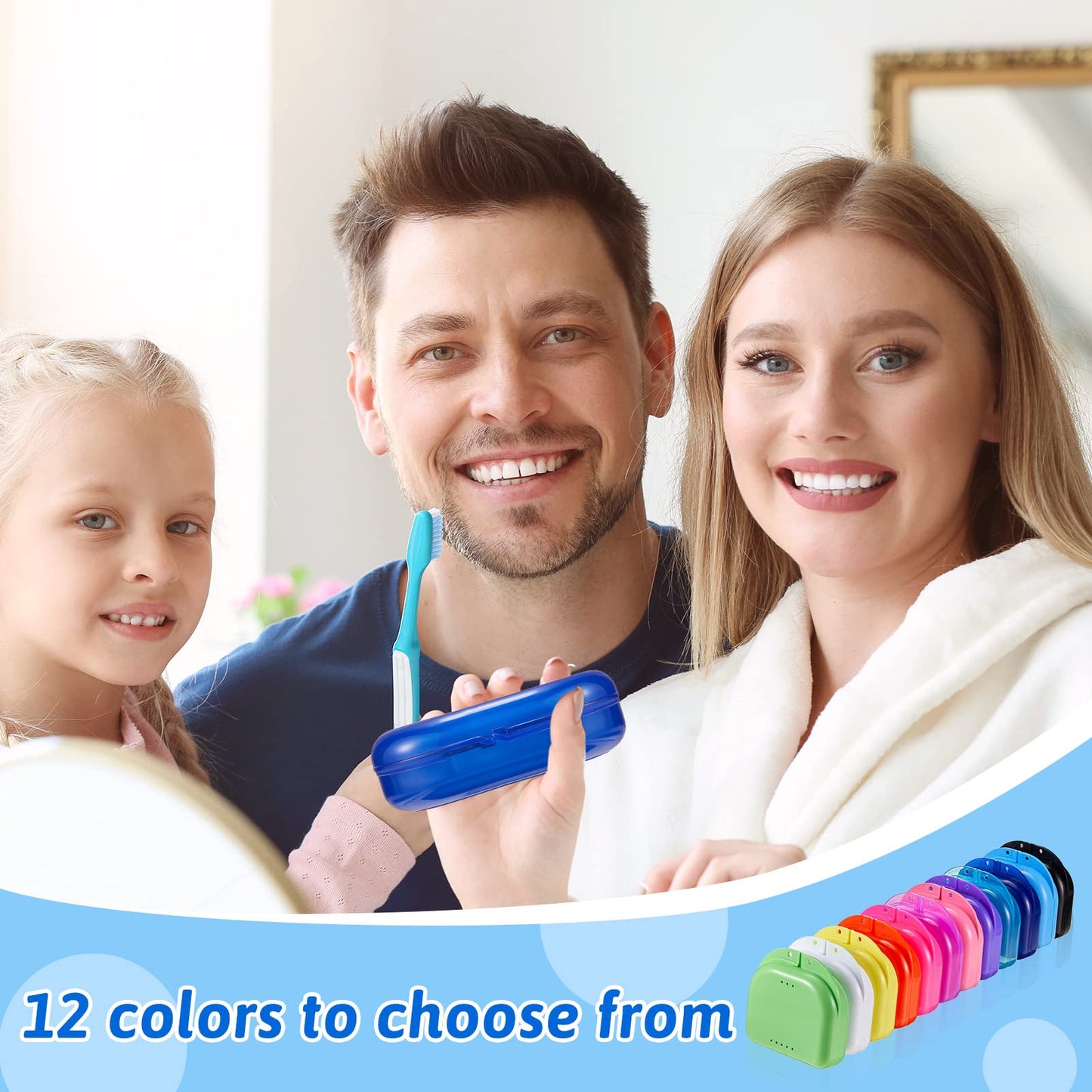 Sherr 120 Pcs Dental Retainer Case with Holes Denture Case 12 Colors Mouth Guard Case Muticolor Retainer Holder False Teeth Container Denture Holder Retainer Container Case for Travel Office Home