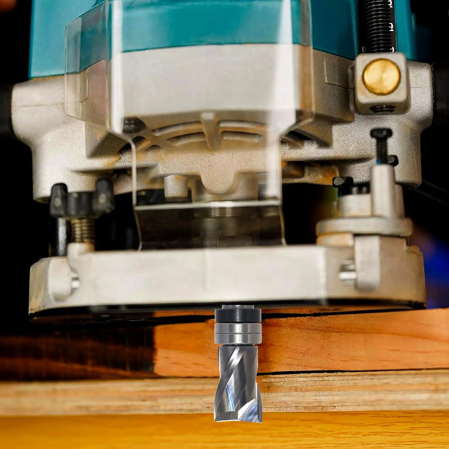 SICWOOD Top Bearing Flush Trim Router Bit 1/2 Inch Shank - Up-Cut 3/4" Cutting Dia, 1- 3/16" Cut Height, Carbide Spiral Pattern Template Flush Cut Router Bit, for Wood Trimming
