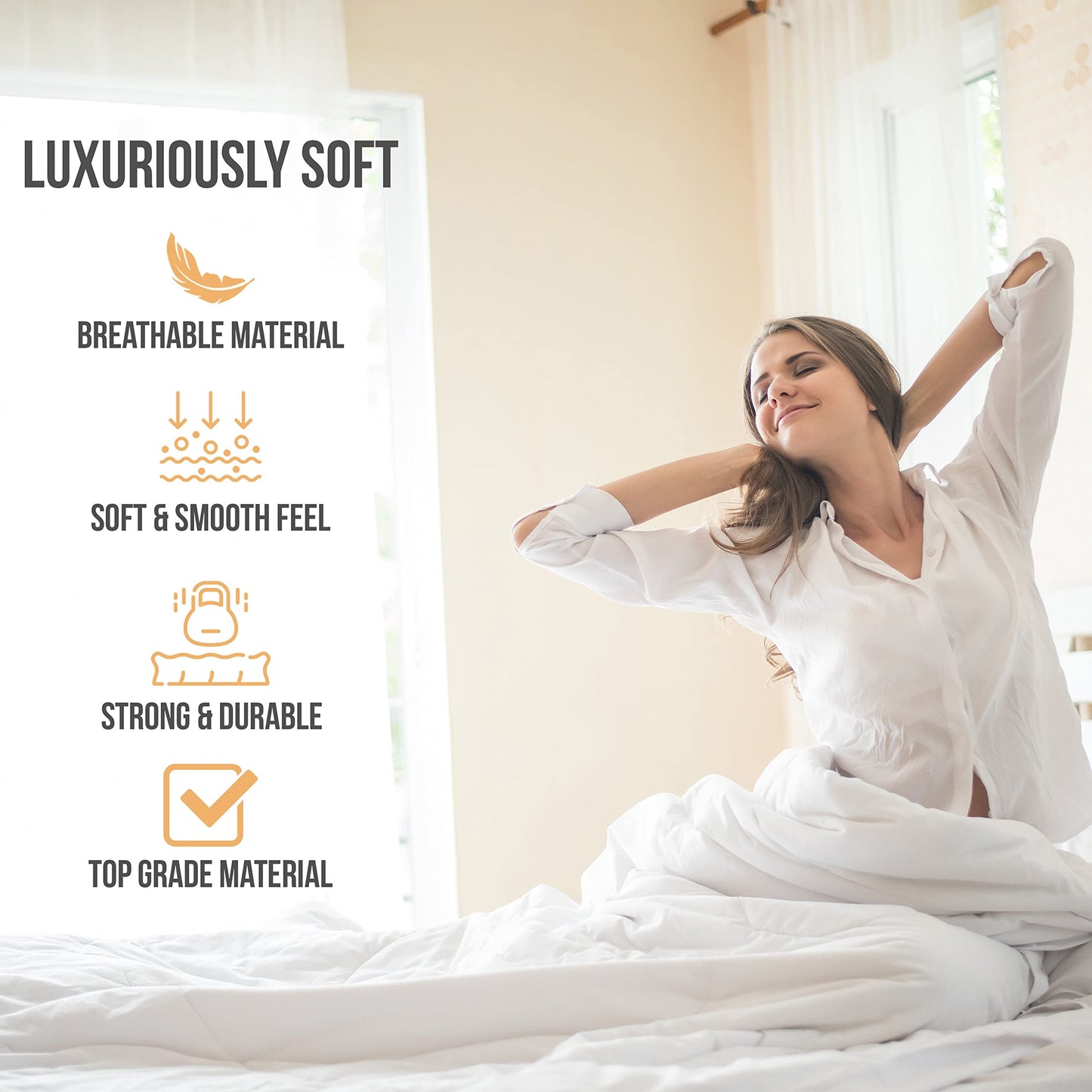 Abeero Home King Size Sheets Set Cooling - Luxury Hotel Sheets - Soft Bed Sheet with Elastic Corner Straps - Deep Pockets Microfiber Bedsheet - Bedding Sheet & Pillowcases - 4 Piece (King, White)