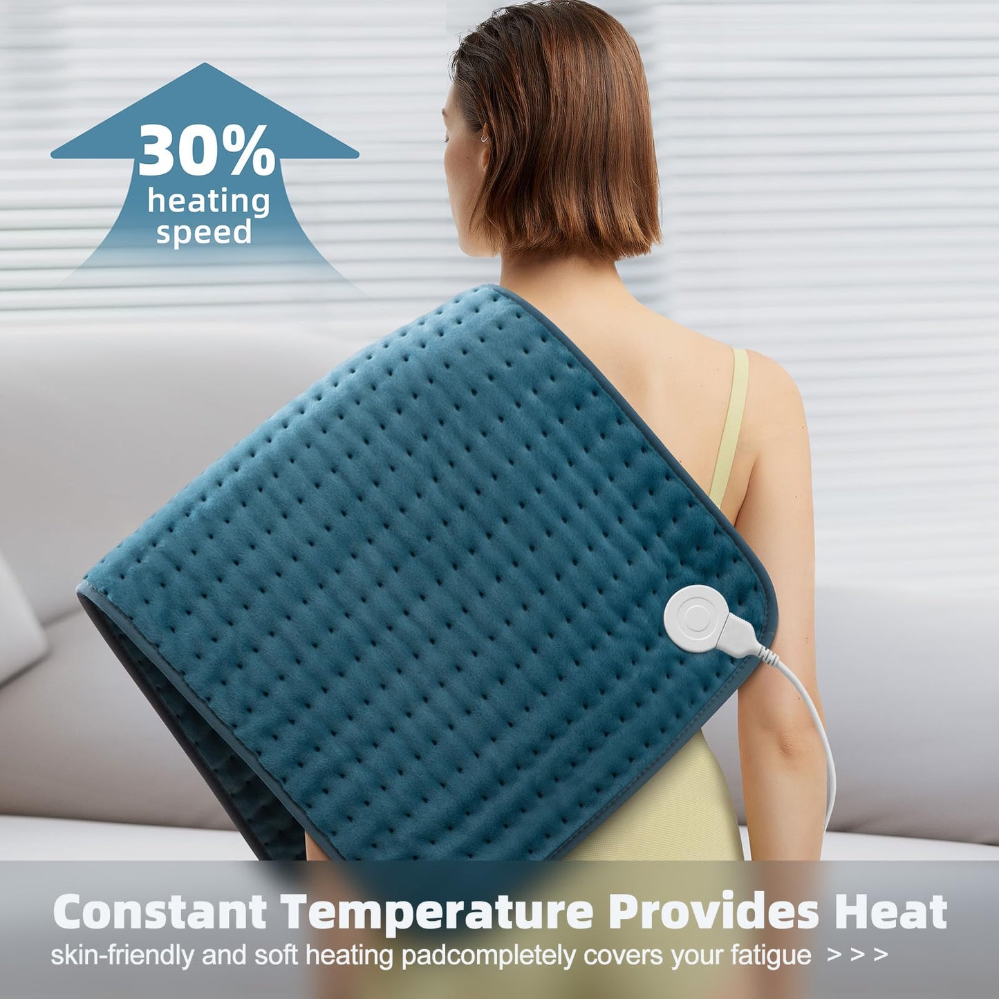 VALGELUIK 17x33 Heating Pad for Pain Relief | Ultra-Soft Microplush Fabric | 6 Adjustable Heat Settings (Moist & Dry) | Safe 2-Hour Auto Shut-Off | Perfect for Back, Neck, Shoulders | Great Gift Idea