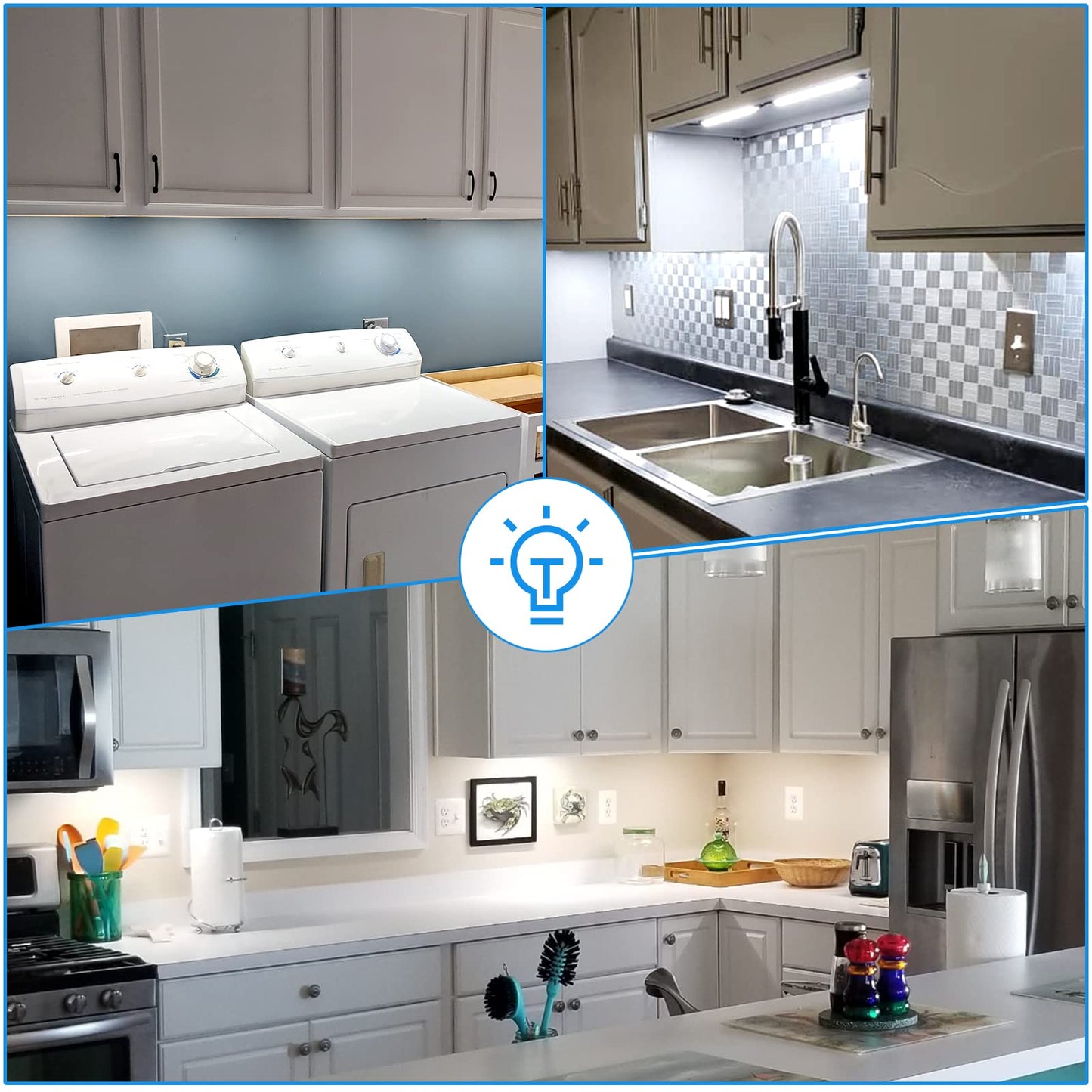 Litever Kitchen Under Cabinet LED Lighting Kit, Super Bright, 6 PCS 12 Inches Light Bars, Plug-in or Hardwire Power Adapter, 31W 2000 Lumen, for Cabinet Counter Shelf Workbench (Daylight White 5000K)