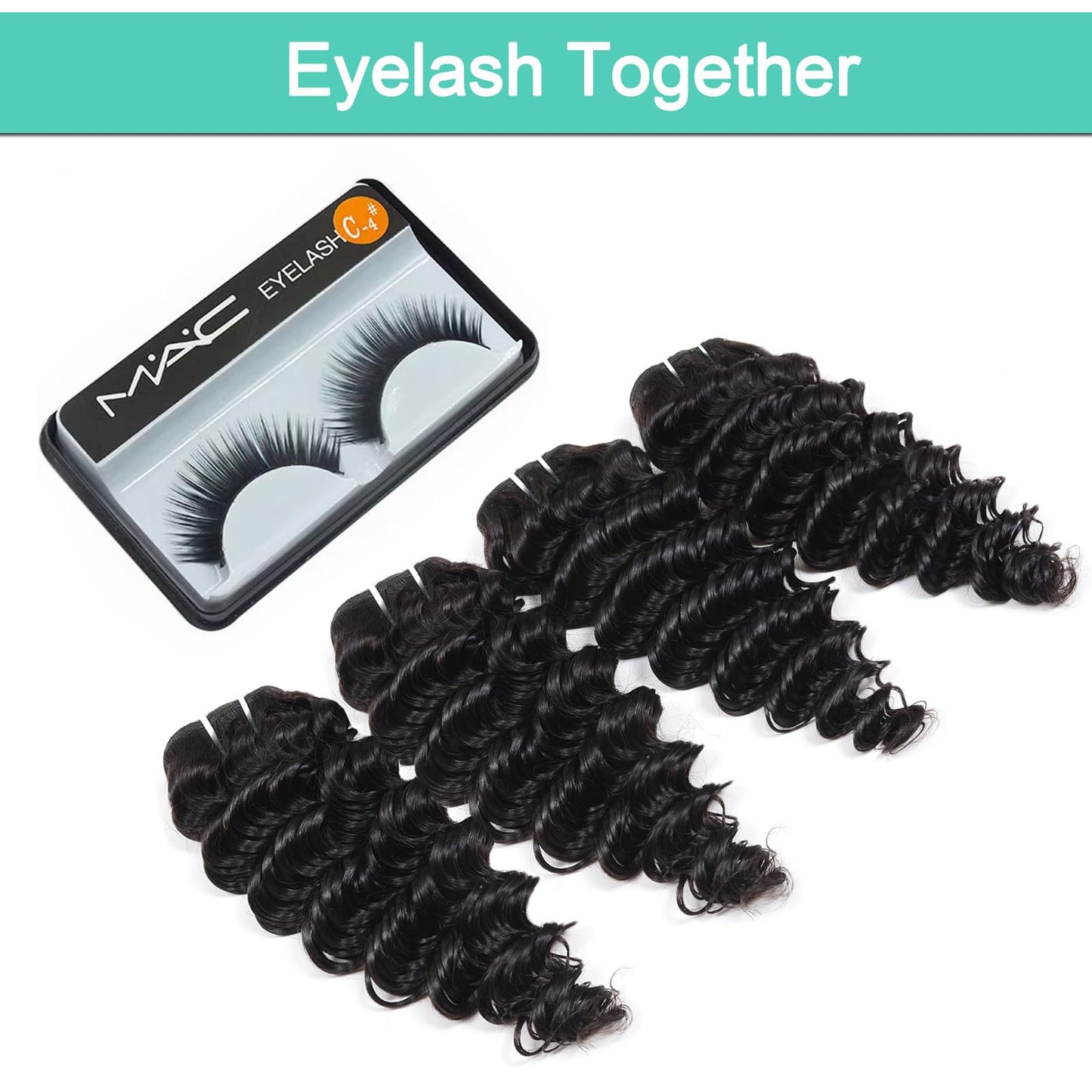 JTdebade 12 Inch Human Hair 4 Bundles Deep Wave Human Hair 100% Unprocessed Virgin Hair 12A Grade Natural Color Hair Extensions for Black Women(12'' 12'' 12'' 12'')